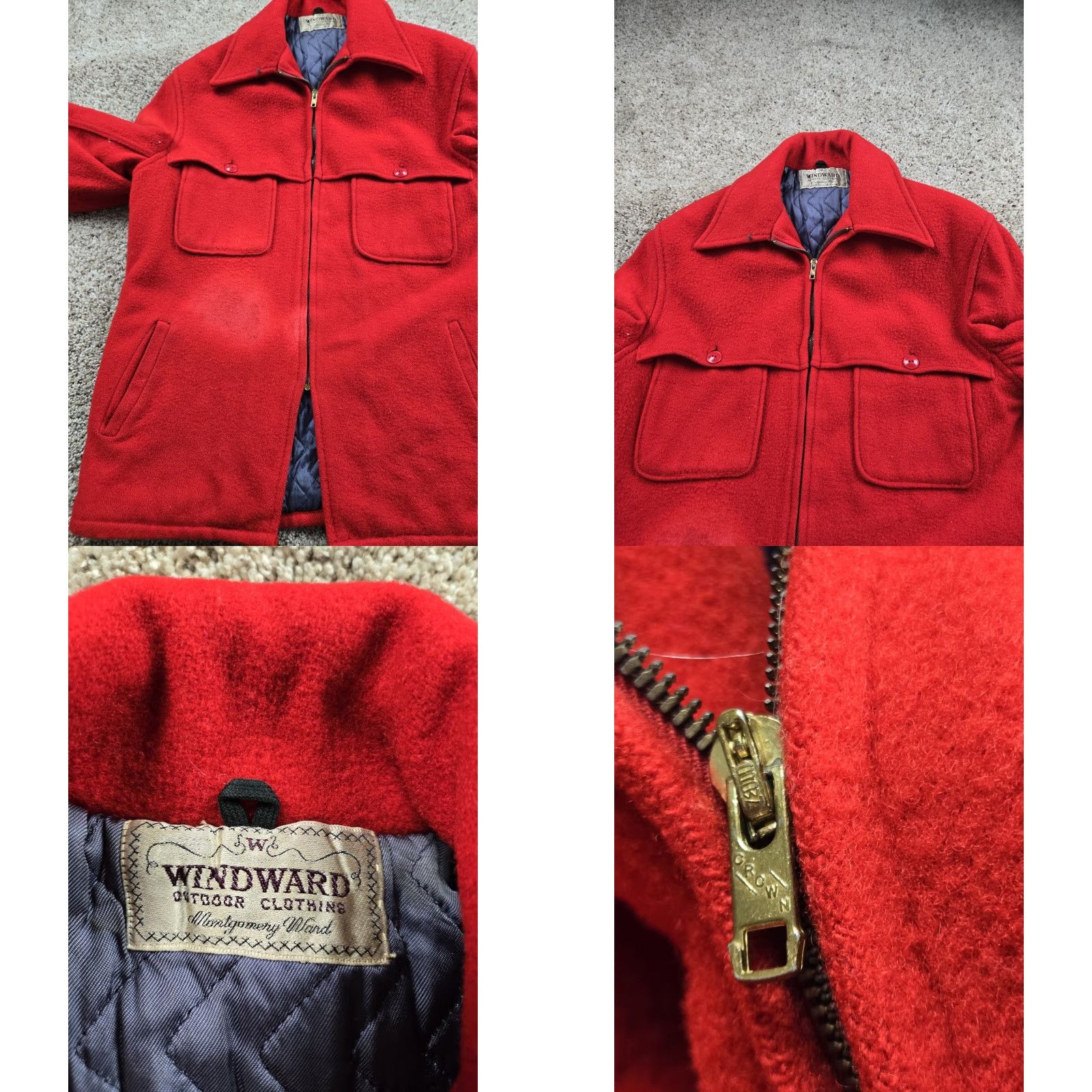 Vintage VINTAGE Windward Jacket Mens 40 Red Wool Full Zip Bomber Jacket Decade 60s Size US XXS / EU 40 - 8 Thumbnail