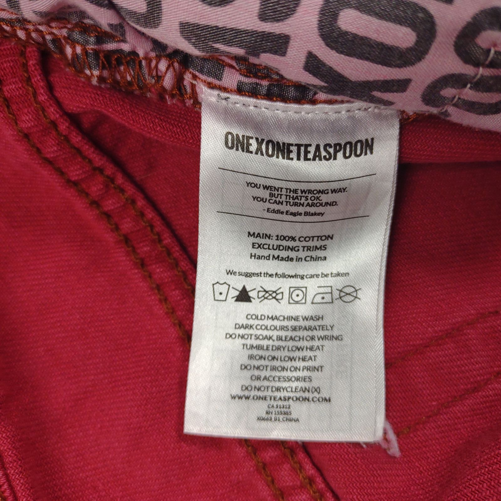 One Teaspoon One Teaspoon High Waist Awesome Baggies Red Distressed Jeans Size 28" / US 6 / IT 42 - 4 Thumbnail