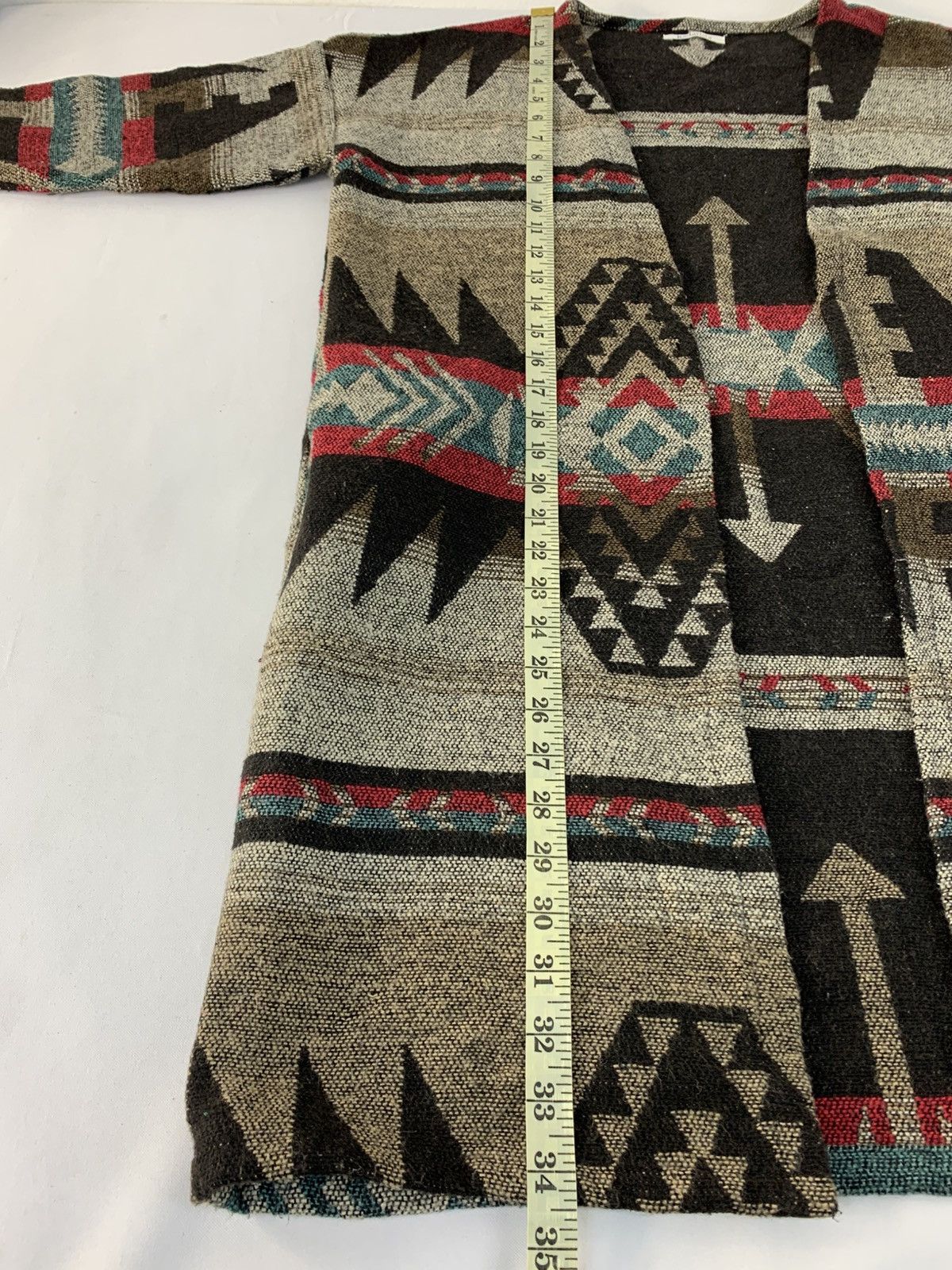 Vintage 90s Radarista Aztec Navajo Blanket Wool Wrap Cardigan Size L / US 10 / IT 46 - 9 Thumbnail
