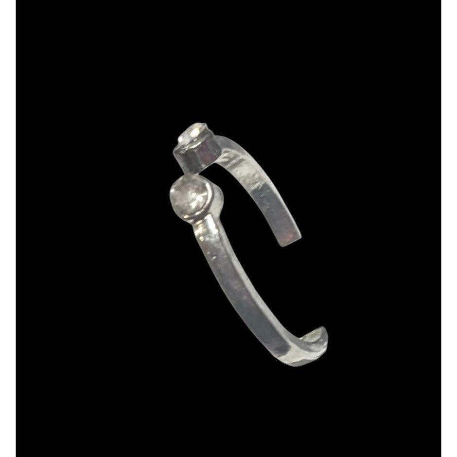 Other Casual Silver Tone Open Top Clear Stone Ring Size 6 1/2 Size ONE SIZE - 10 Thumbnail