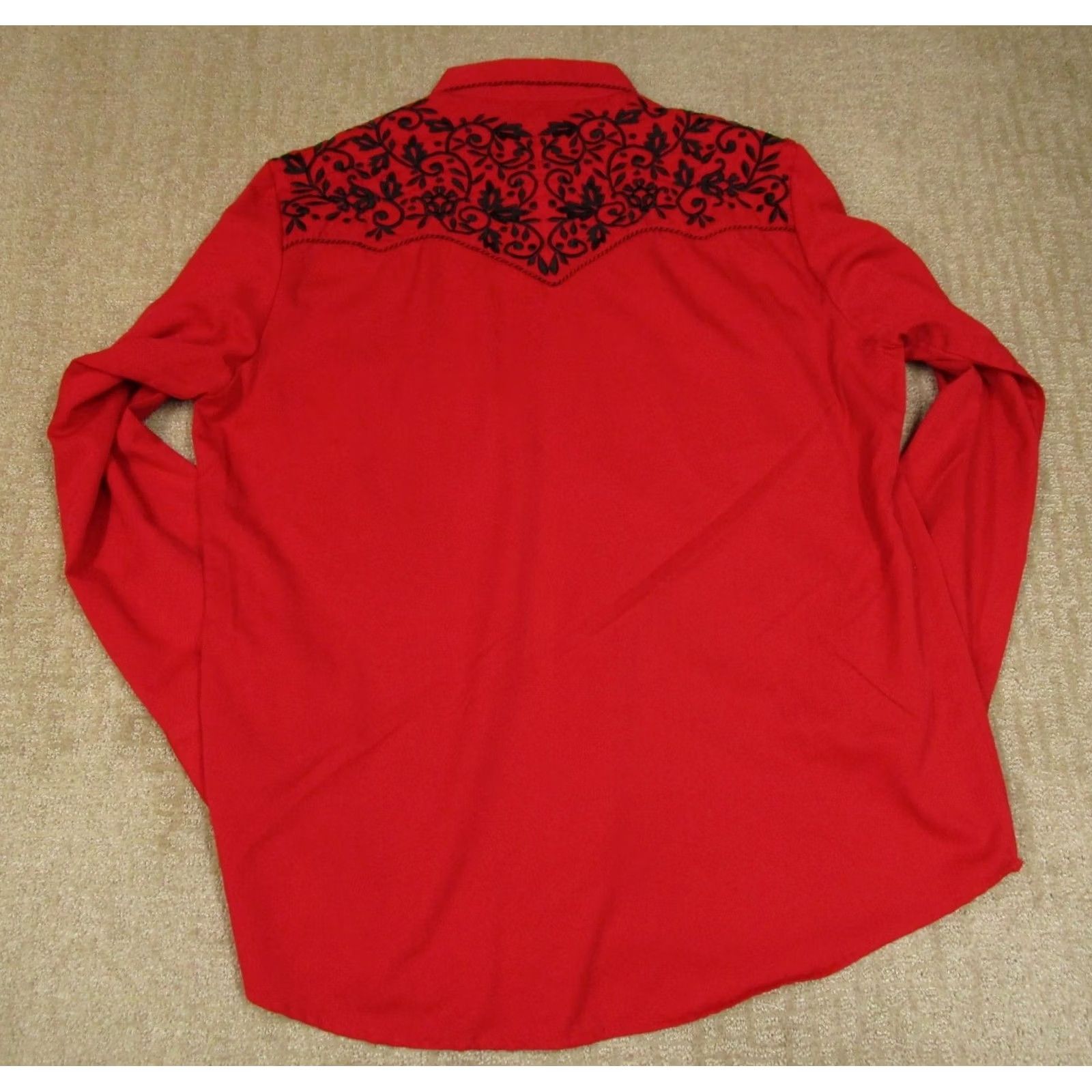 Vintage Larry Mahan Shirt Mens 2XL Red Western Pearl Snap Embroidered Smile Pocket Button-Up Casual Cowboy Western Mens Size US XXL / EU 58 / 5 - 3 Thumbnail