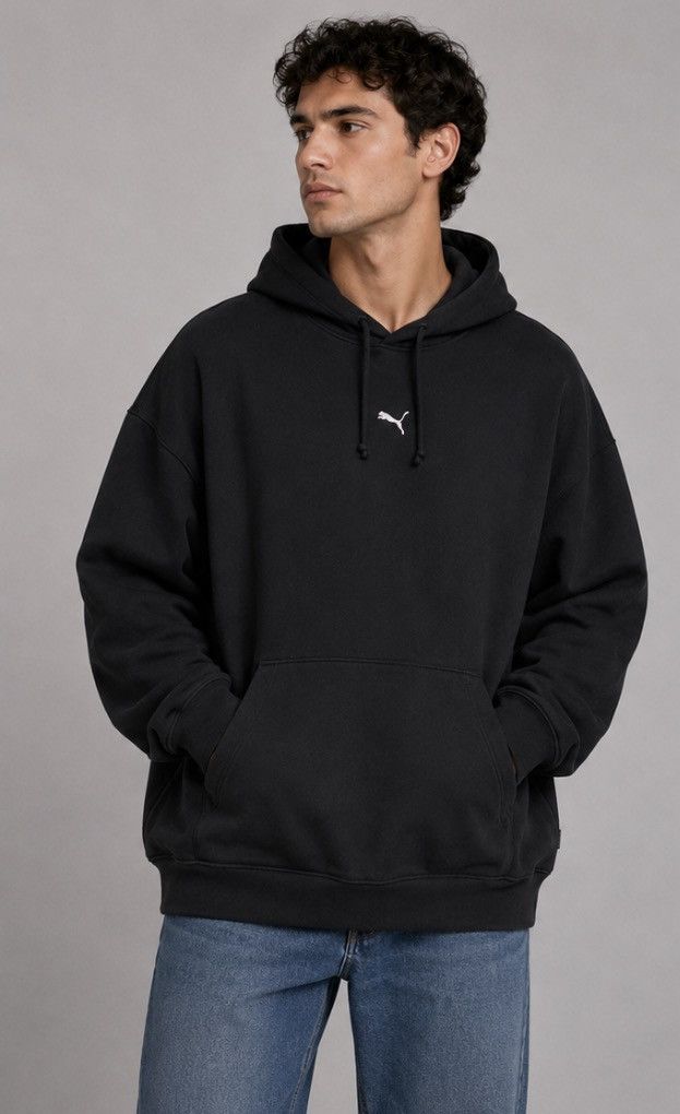 Puma Puma Mens Black Essentials Hoodie Oversized Sweatshirt Gym L Size US L / EU 52-54 / 3 - 1 Thumbnail