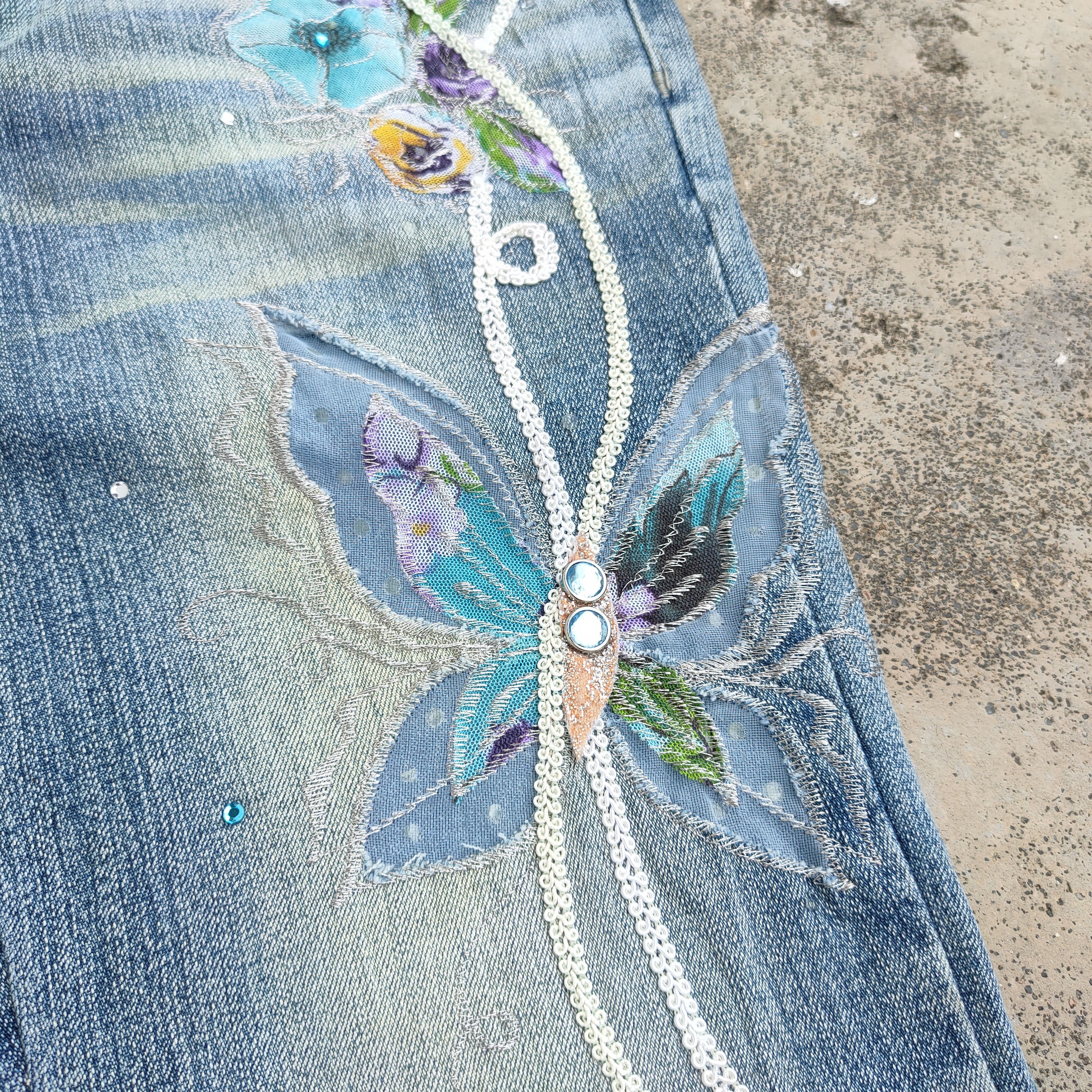 Japanese Brand JAPANESE FLARE BOOTCUT FLOWER FADED JEANS DENIM PANTS Size US 28 / EU 44 - 4 Thumbnail