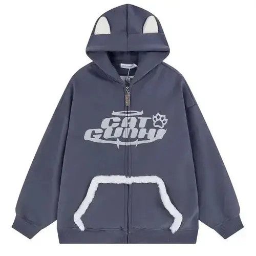 Japanese Brand Women Letter Print Hoodies Autumn Winter Retro Size ONE SIZE - 7 Thumbnail