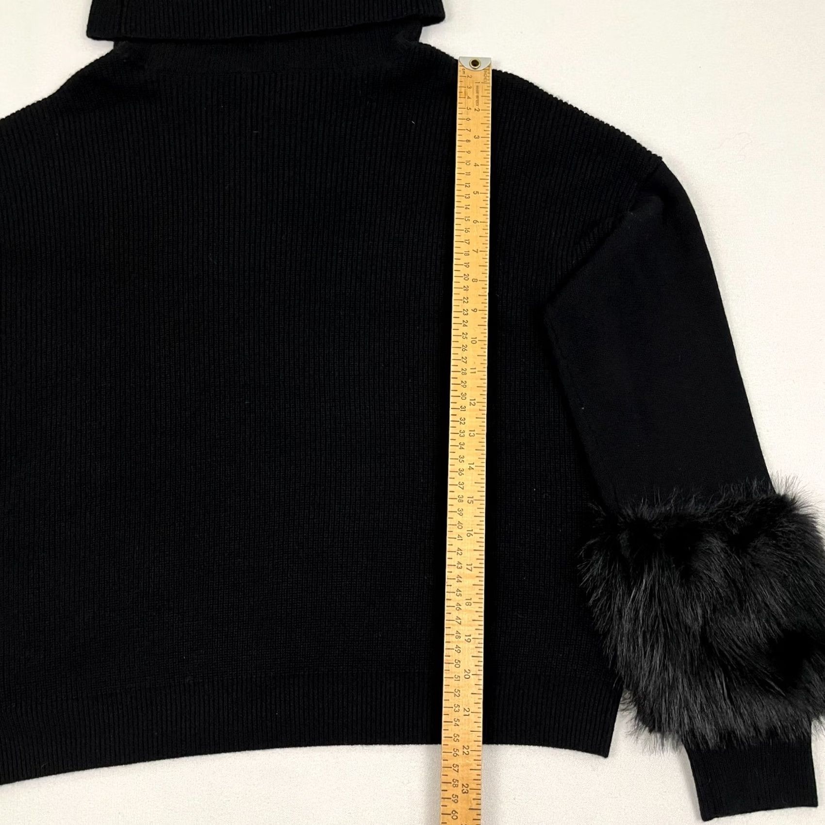 Ramy Brook Ramy Brook Sweater Womens L Black Faux Fur Trim Ribbed Wool Knit Pullover Long Sleeve Turtleneck Casual Womens Size L / US 10 / IT 46 - 6 Thumbnail