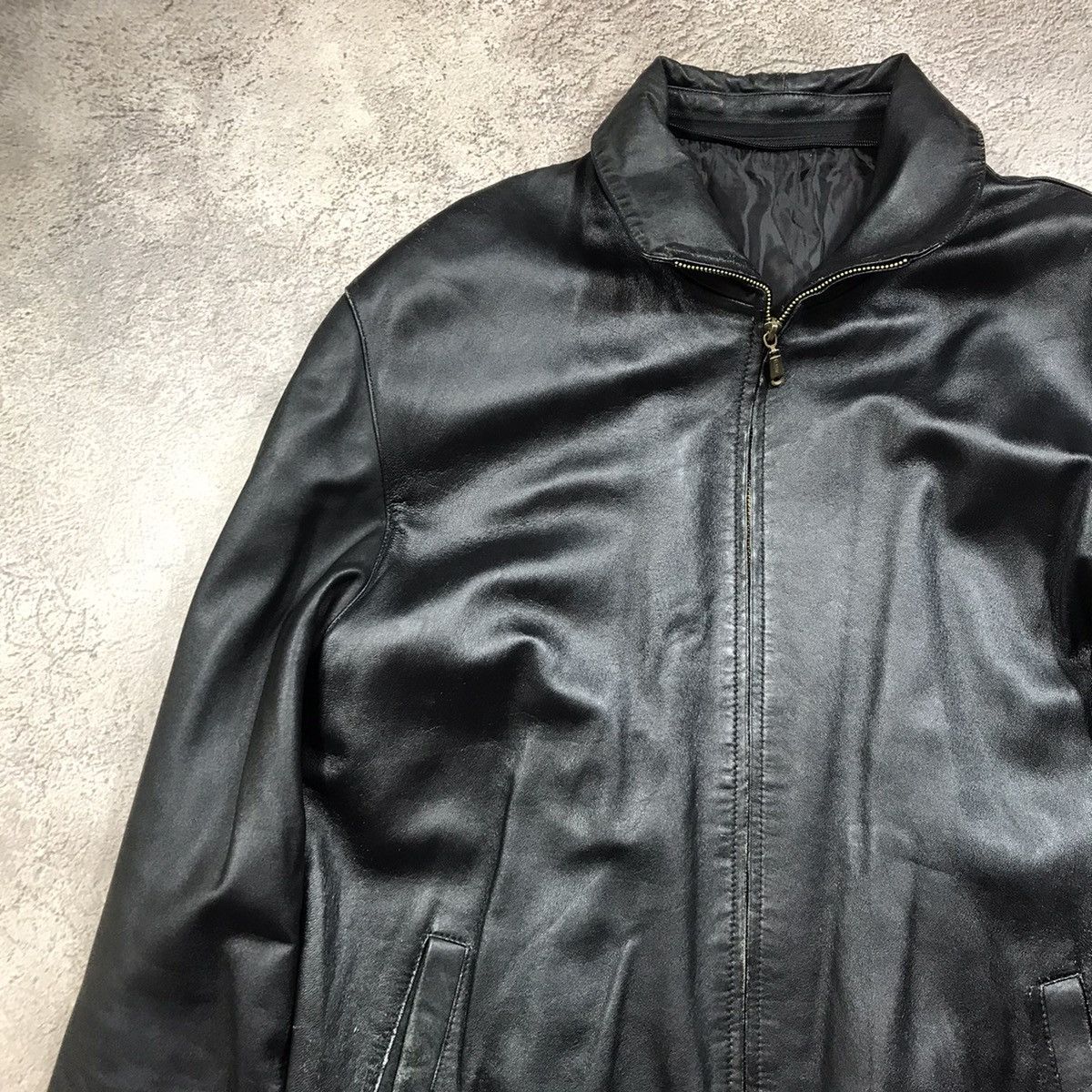 Vintage Vintage 90s Faded Black Leather Jacket Streetwear Boxy XL Size US XL / EU 56 / 4 - 2 Thumbnail