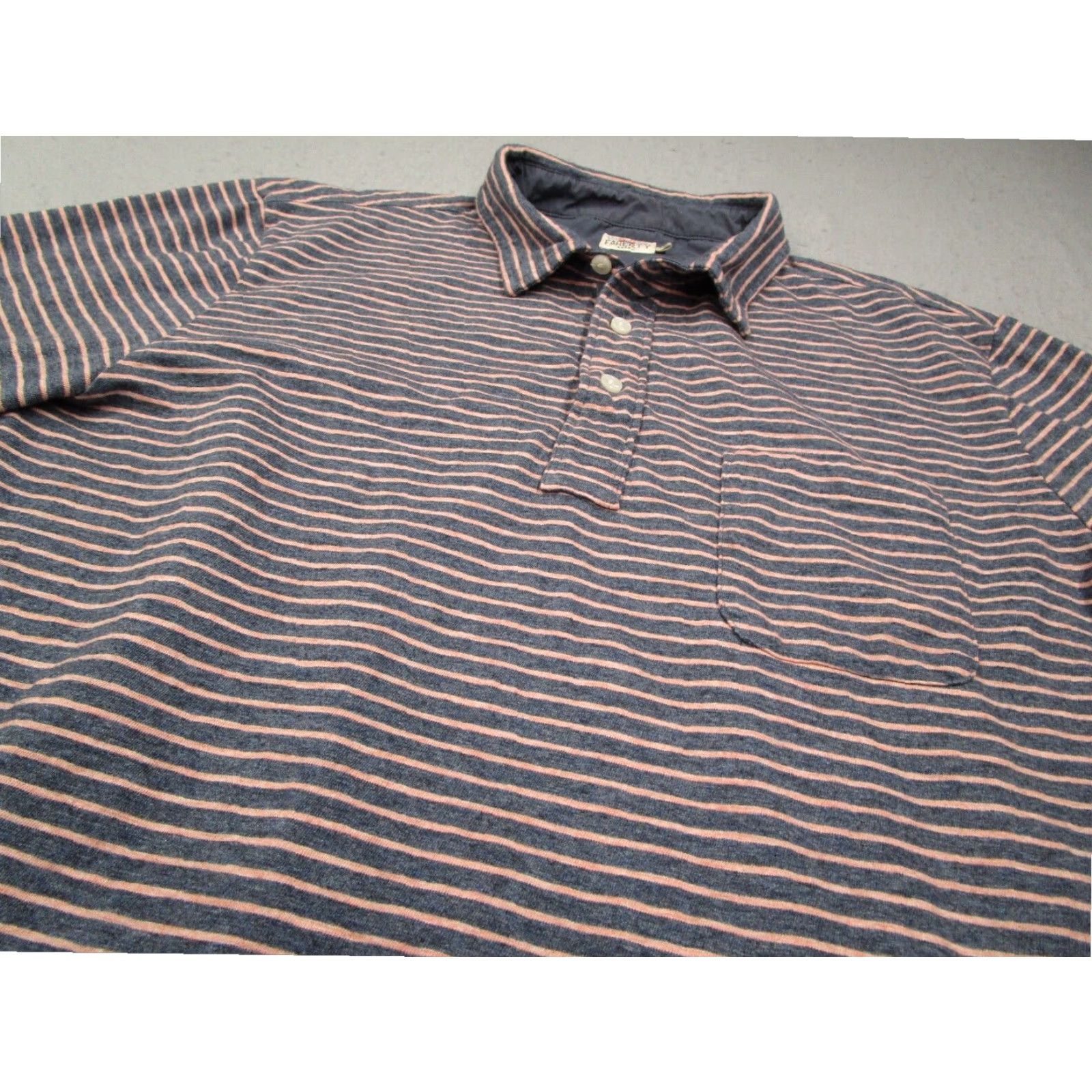 Faherty Faherty Mens Blue Striped Long Sleeve Polo Shirt Large Cotton Blend Golf Size US L / EU 52-54 / 3 - 2 Thumbnail