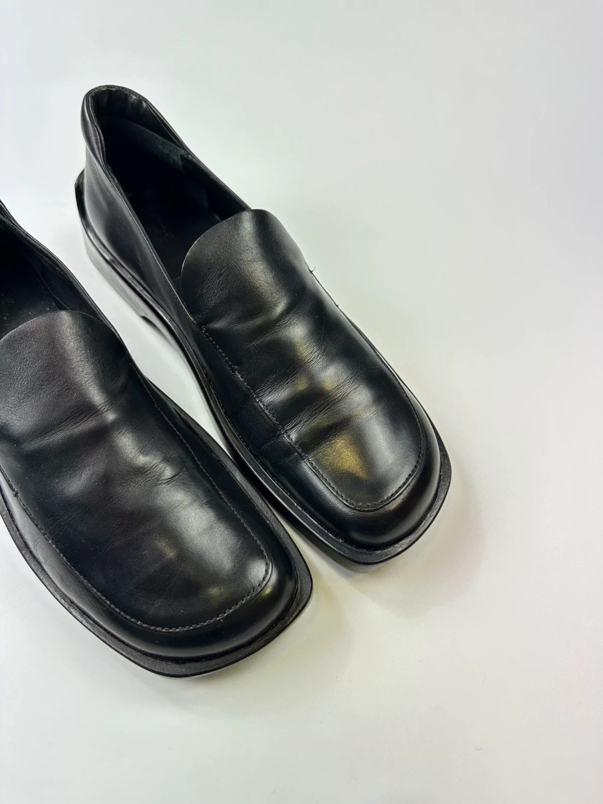 Prada Prada Milano SS1998 Black Leather Plateform Shoes Loafer Size US 8 / IT 38 - 9 Thumbnail