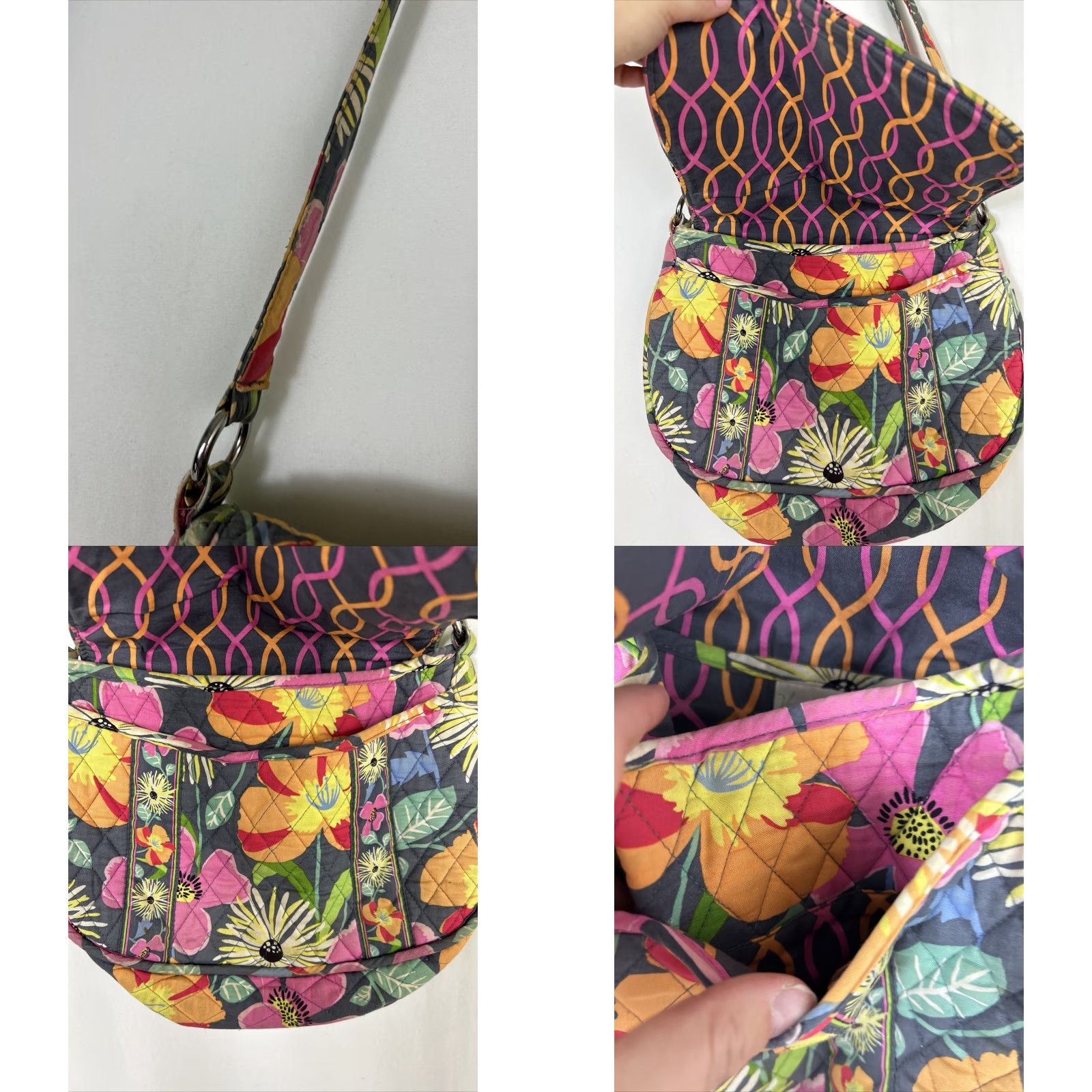 Vera Bradley Vera Bradley Crossbody Purse Women Multicolor Floral Cotton Blue Hardware 13x10x4 Size ONE SIZE - 8 Thumbnail