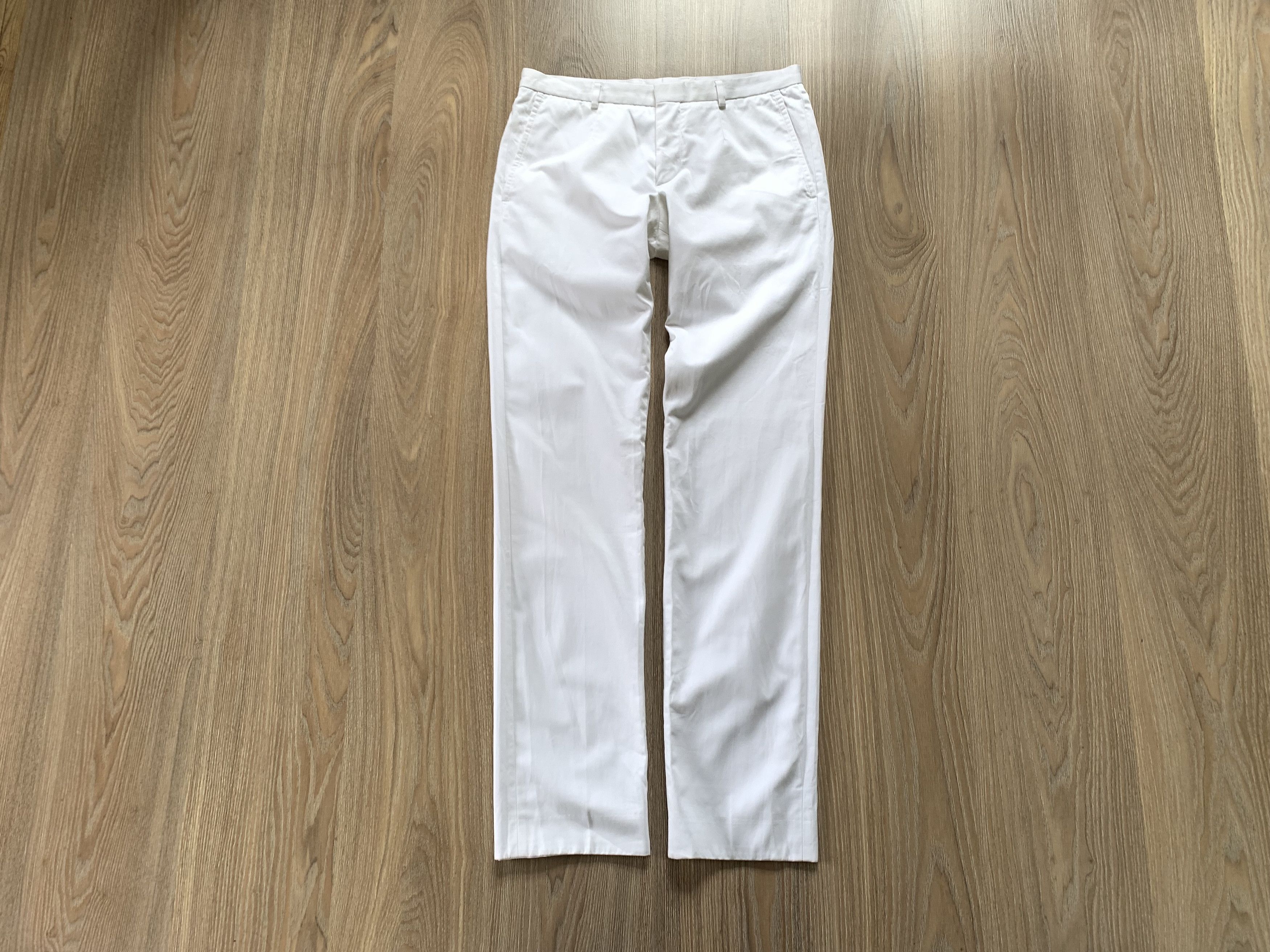 Hugo Boss Hugo Boss White Cotton Tailored Trousers Pants Size 34" / US 12 / IT 48 - 1 Thumbnail