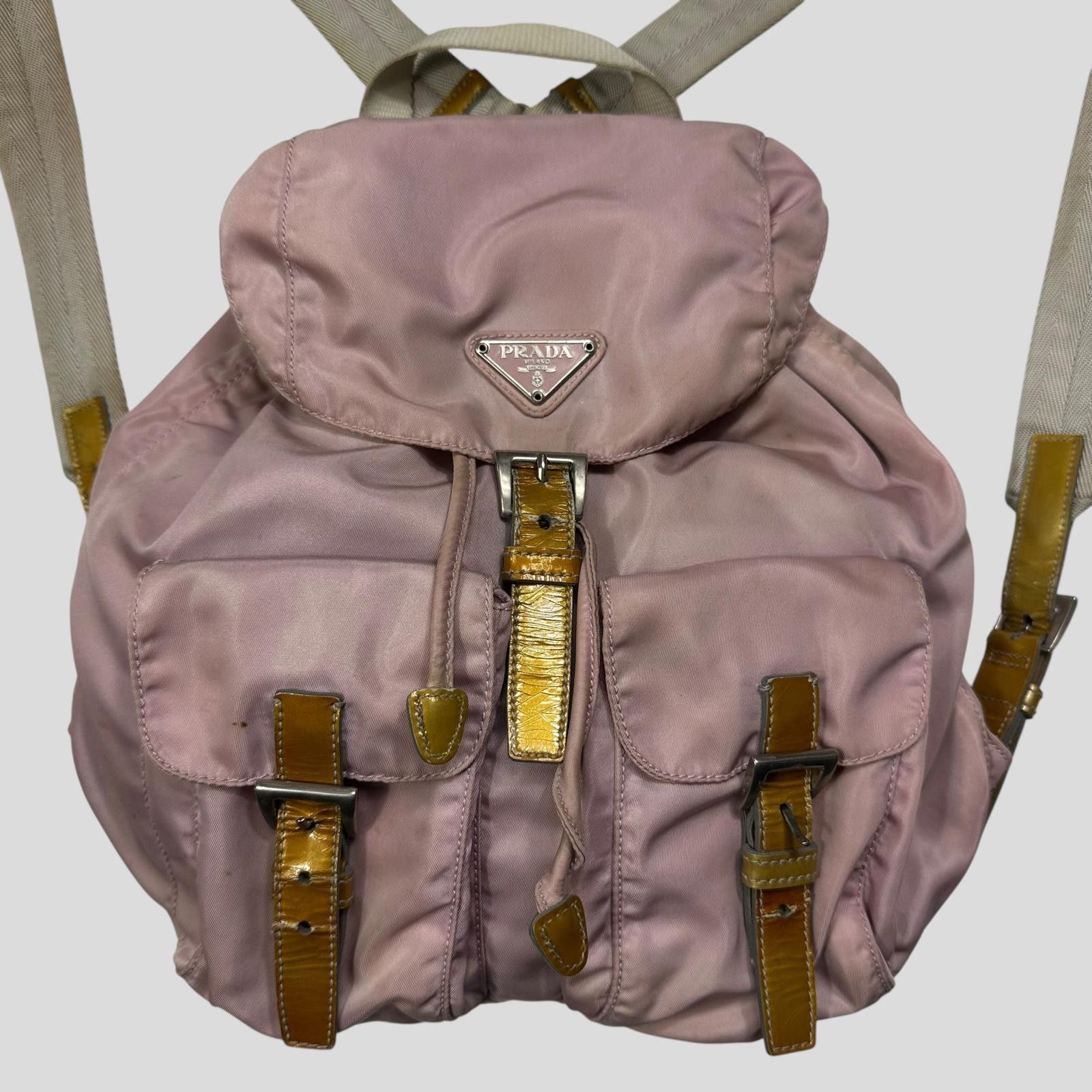 Prada Prada Milano 00’s Triangle Plaque Logo Nylon Pink Backpack Size ONE SIZE - 3 Thumbnail