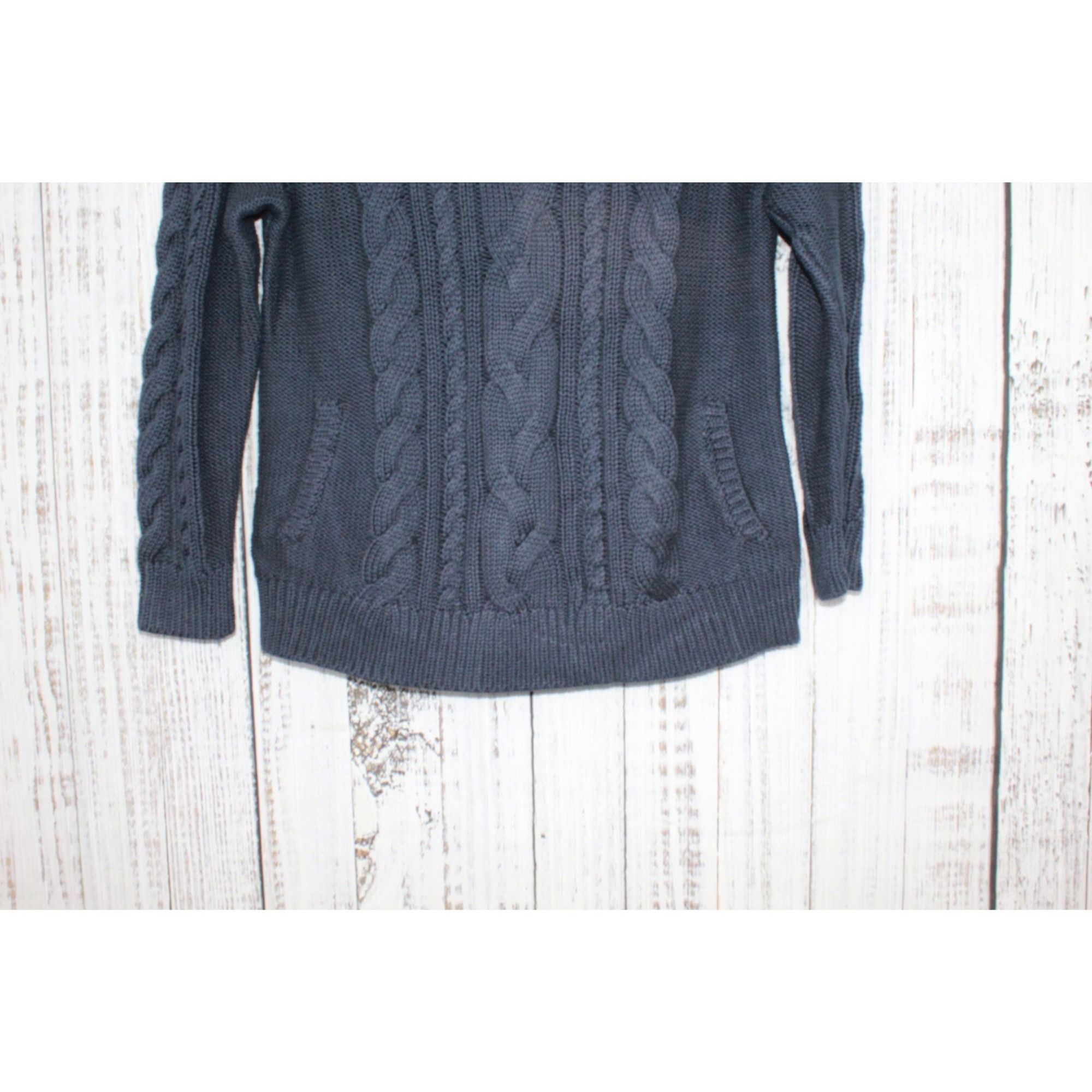 L.L. Bean LL Bean Women’s Double L Navy Cable Funnelneck Sweater Size L / US 10 / IT 46 - 9 Thumbnail