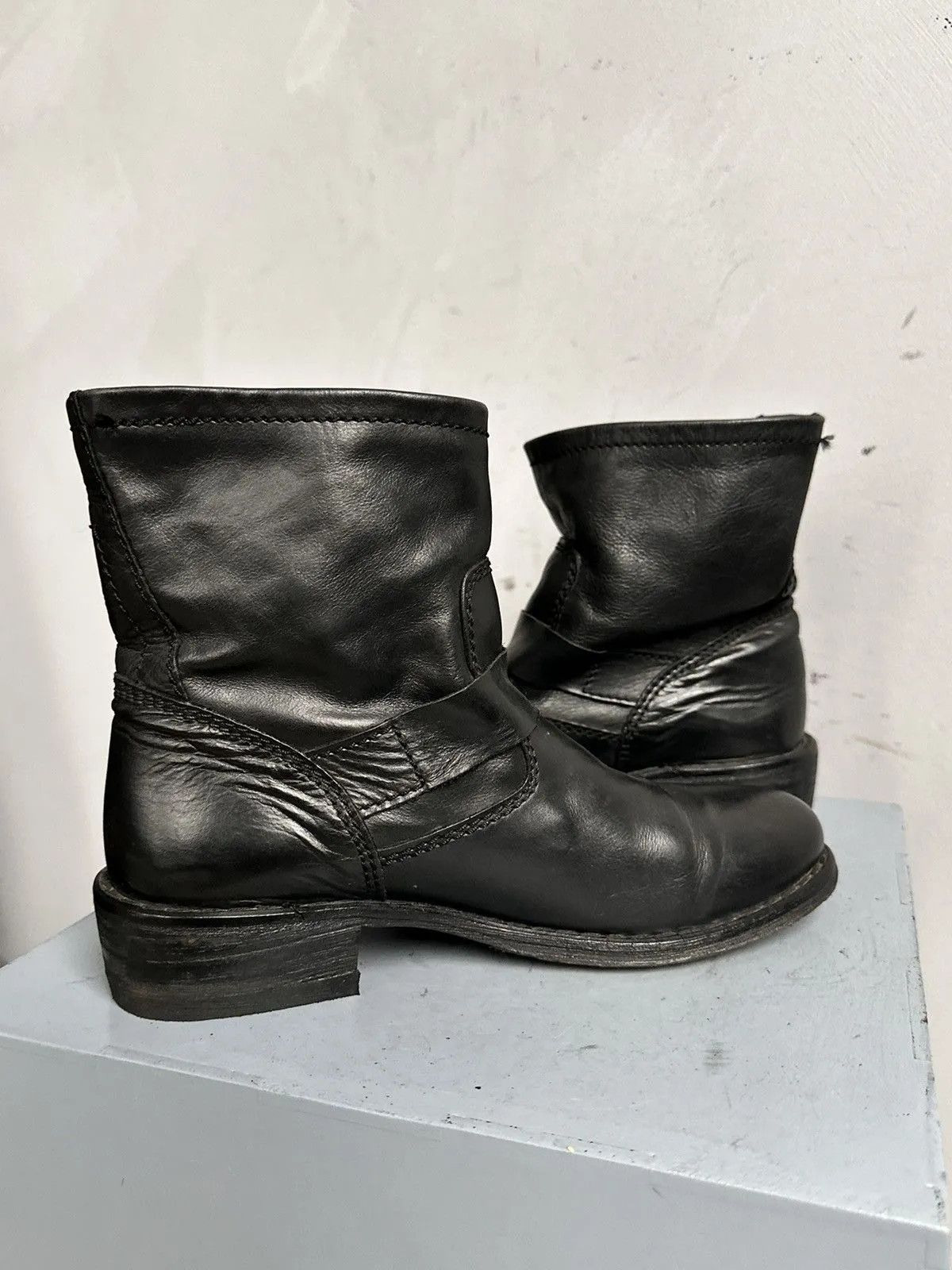 Leather Black leather ankle boots metal zip AS 98 style guidi Size US 9 / IT 39 - 10 Thumbnail