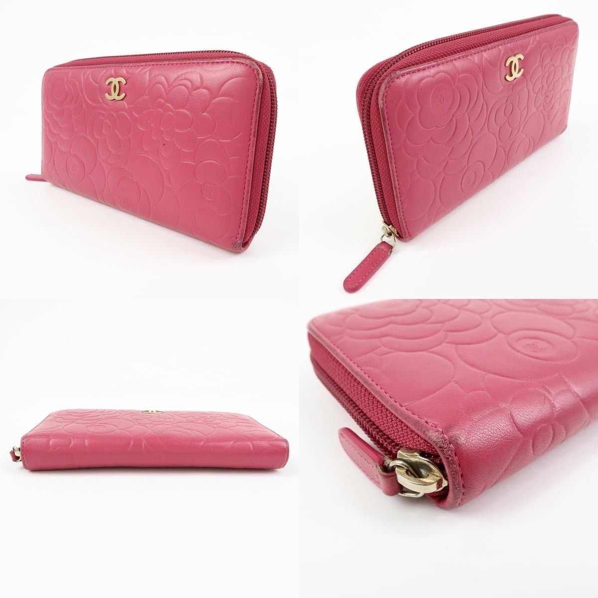 Chanel Chanel Camellia Round Zippy Wallet Lambskin Pink Size ONE SIZE - 3 Thumbnail