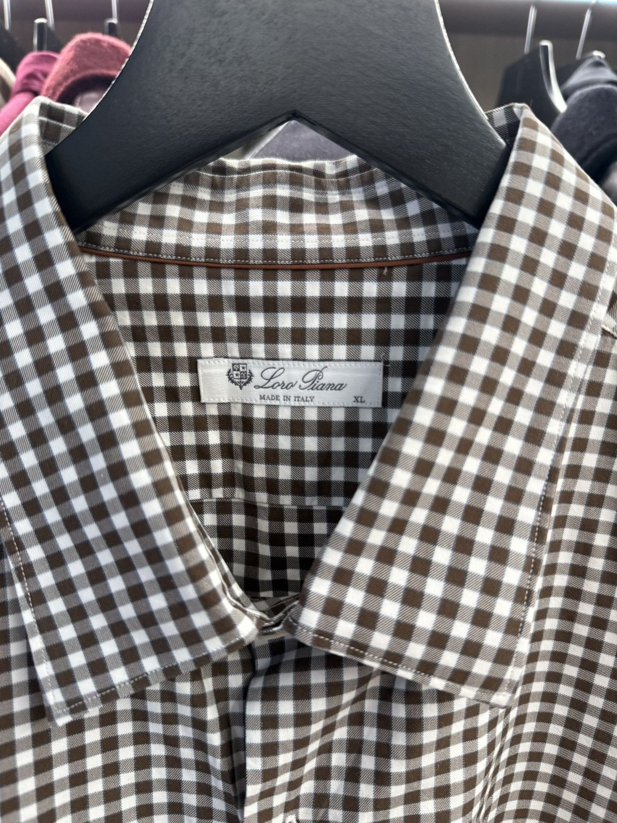 Loro Piana Loro Piana Brown Gingham Button Down Size US XL / EU 56 / 4 - 2 Thumbnail