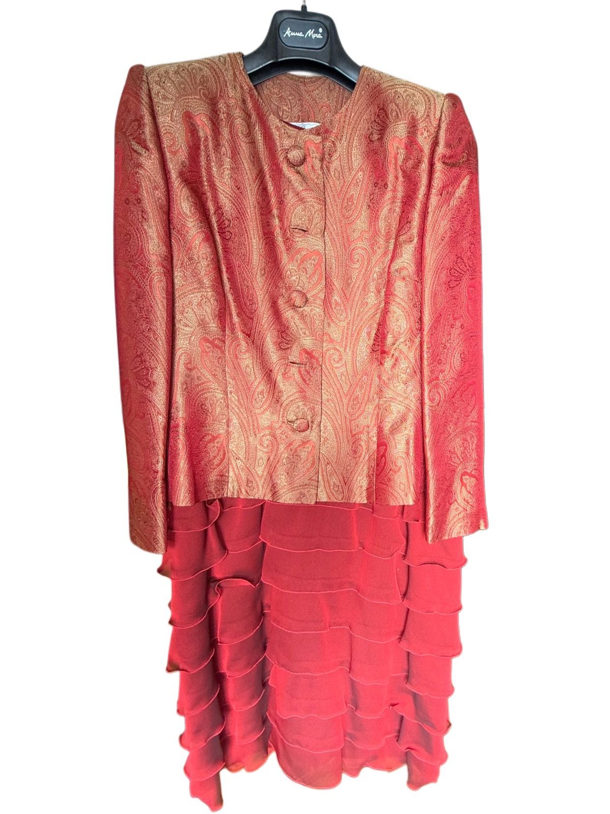 Vintage Vintage Red Dress & Paisley Blazer Nica Custom Made Size 40 Size L / US 10 / IT 46 - 1 Thumbnail