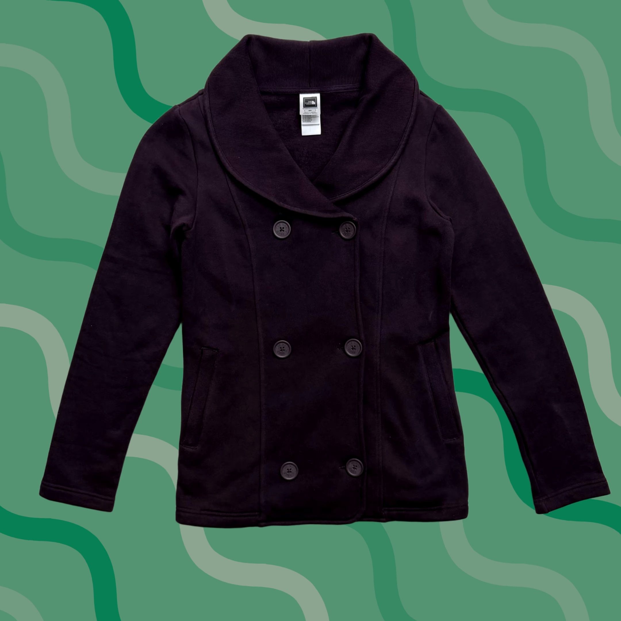 The North Face VINTAGE The North Face Pea Jacket Coat Womens S Purple Fleece Double Breasted Warm Size S / US 4 / IT 40 - 1 Thumbnail
