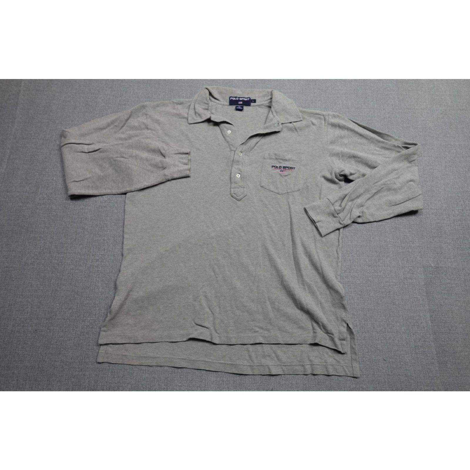 Polo Ralph Lauren VINTAGE Polo Sport Ralph Lauren Polo Men L Gray Long Sleeve Pocket Flags Shirt Size US L / EU 52-54 / 3 - 3 Thumbnail