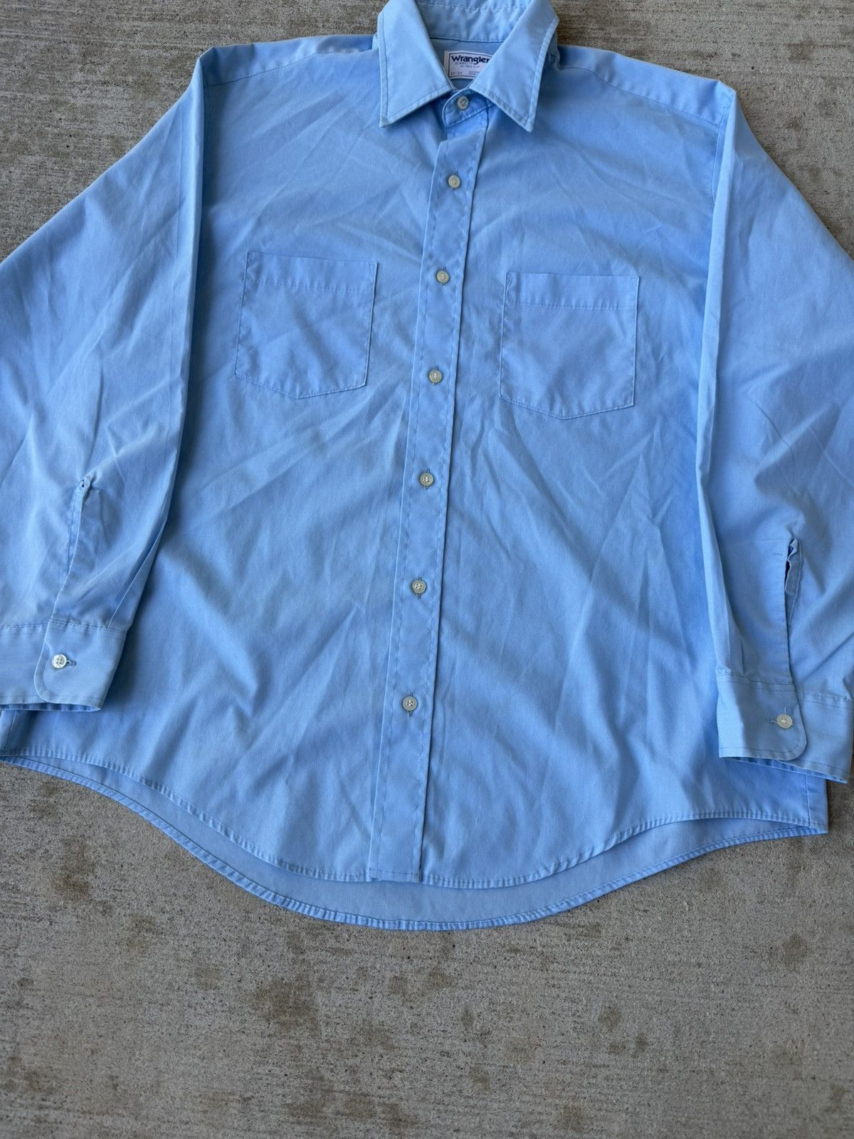 Wrangler 1980s Wrangler Exec Made in USA Button Up Shirt Baby Blue Size US XL / EU 56 / 4 - 3 Thumbnail