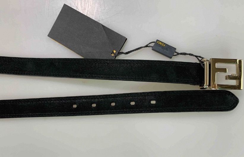 Fendi Fendi 🇮🇹 gold FF buckle black leather belt unisex 90 NEW Size 34 - 6 Thumbnail