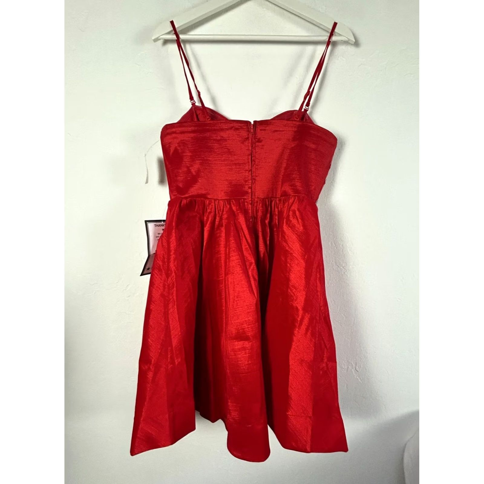 Vintage Crystal Doll Dress Juniors' Size 5 Red/Silver Rhinestone Fit & Flare Mini New Size S / US 4 / IT 40 - 2 Thumbnail