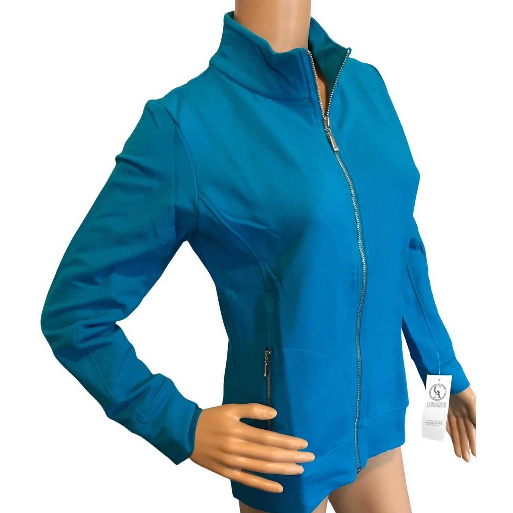Swarovski Christine Alexander Small Blue Cotton Sport Track Jacket Gym Size S / US 4 / IT 40 - 2 Thumbnail