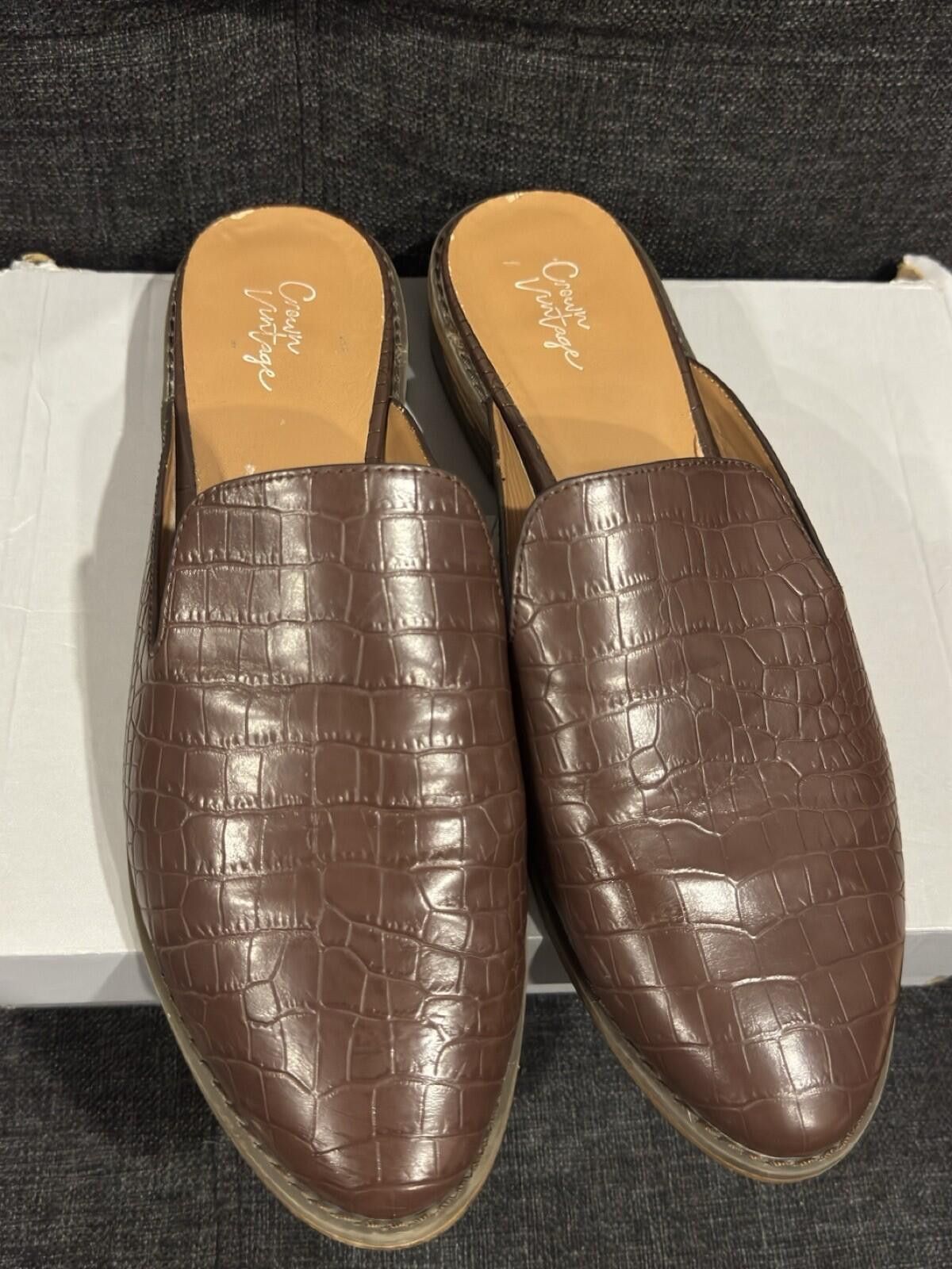 Other Crown Vintage Lacerate Croc Embossed Mules Slip On Sz 9.5M Size US 9.5 / IT 39.5 - 1 Thumbnail