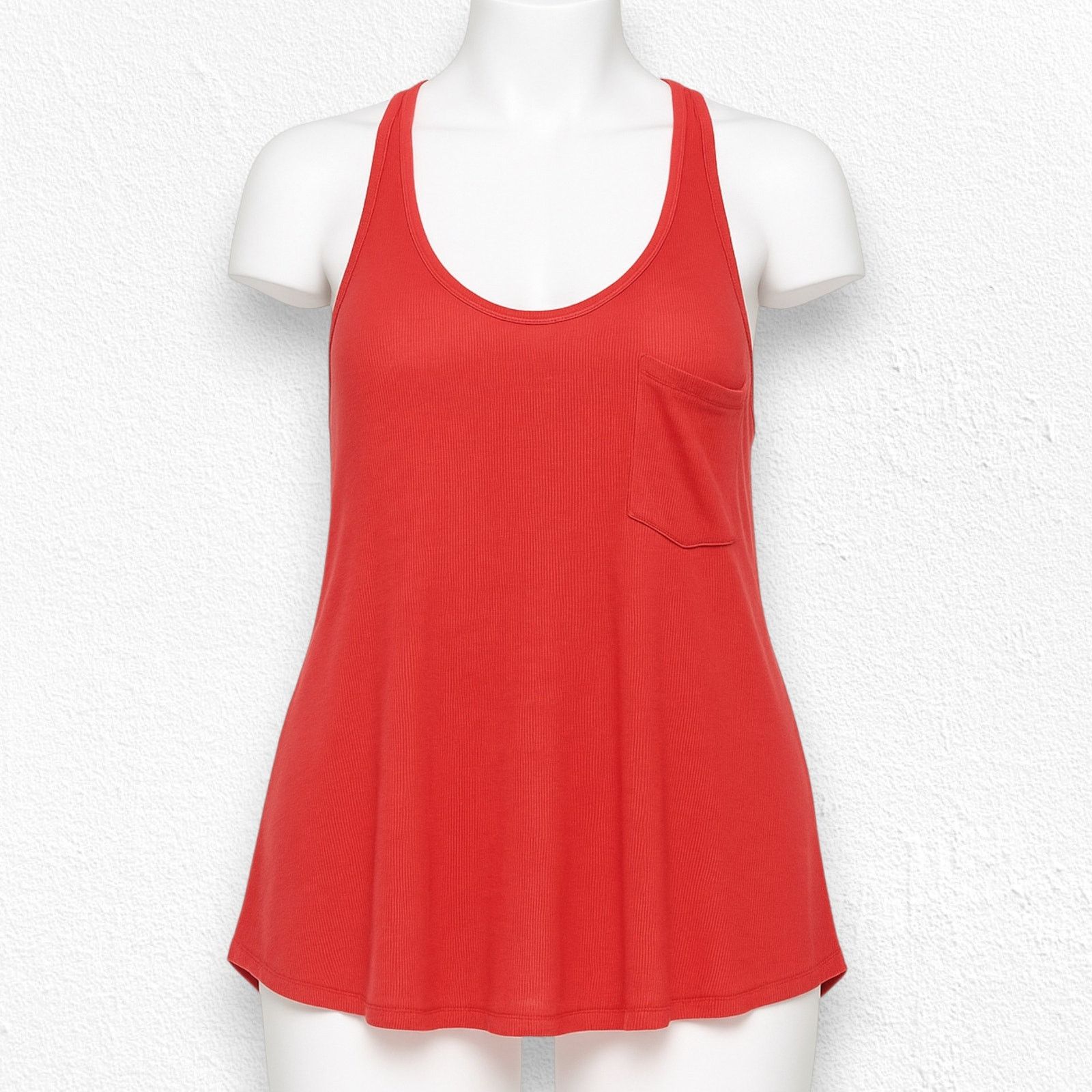 Free People Fire Red Rib Knit Linen Blend Racerback Tank Top Size Large Size L / US 10 / IT 46 - 13 Thumbnail