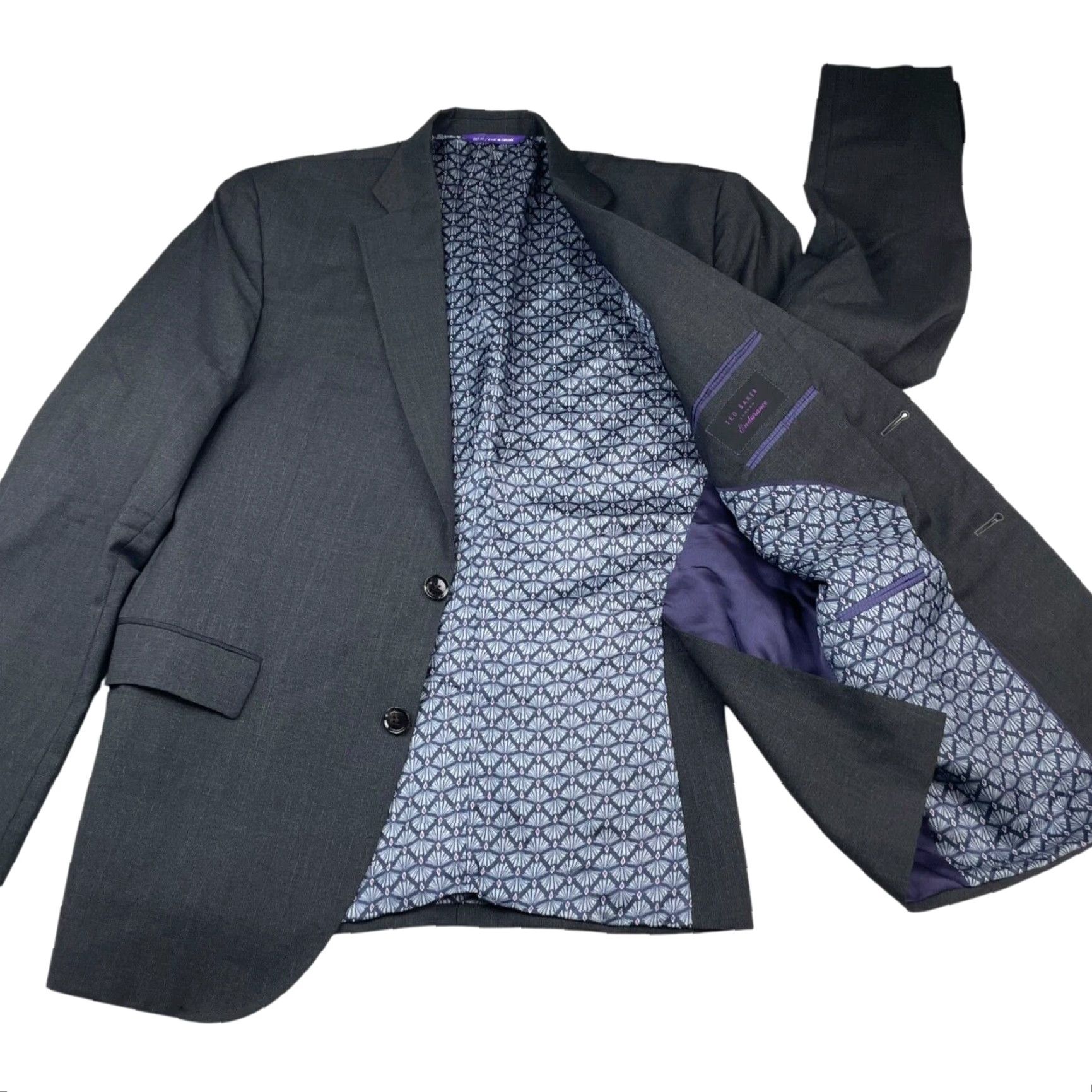 Ted Baker Ted Baker Endurance 100% Wool 2-Button Blazer Gray 42R US Men's Size 42R - 3 Thumbnail
