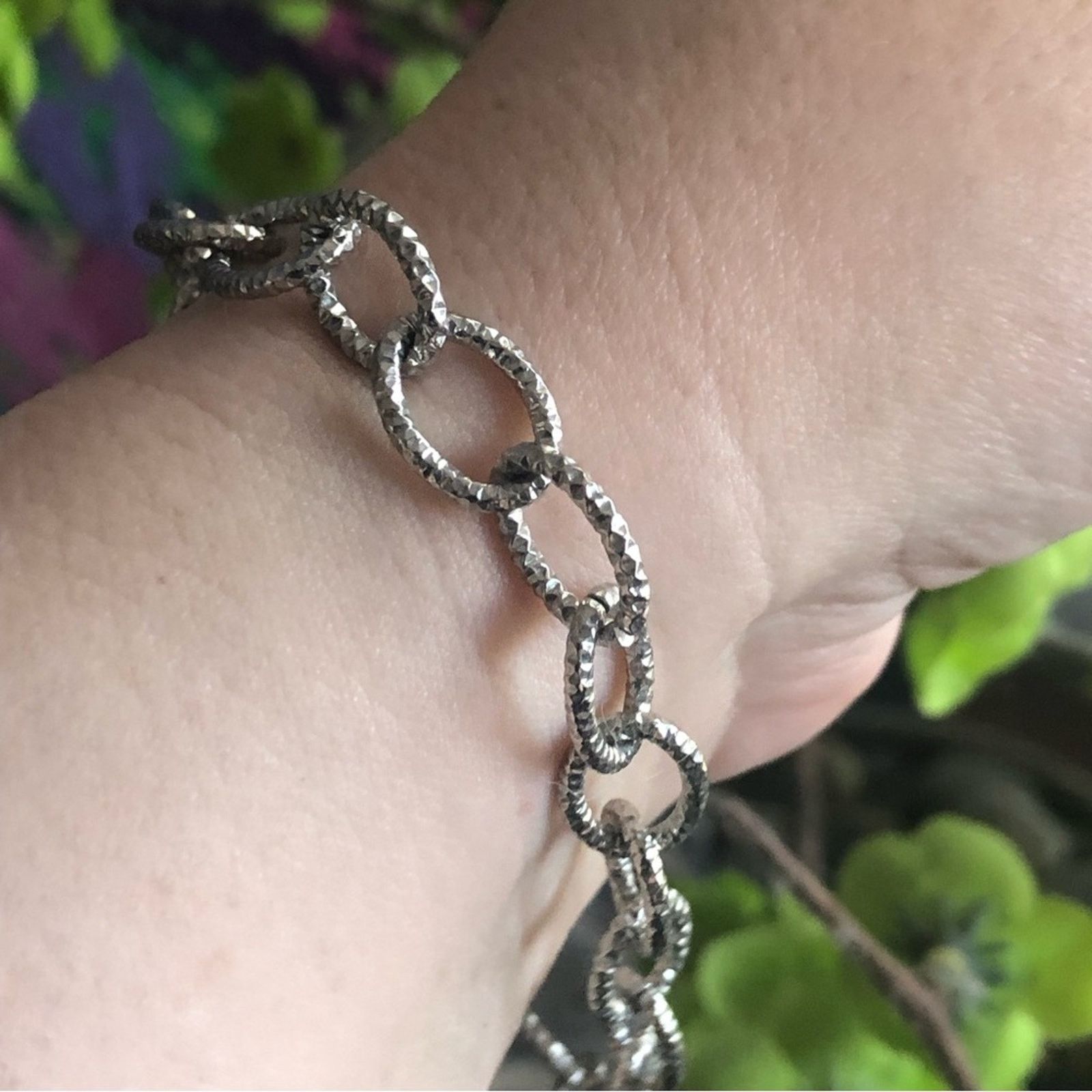 Jewelry Silver chunky sparkle link chain anklet bracelet Size ONE SIZE - 5 Thumbnail