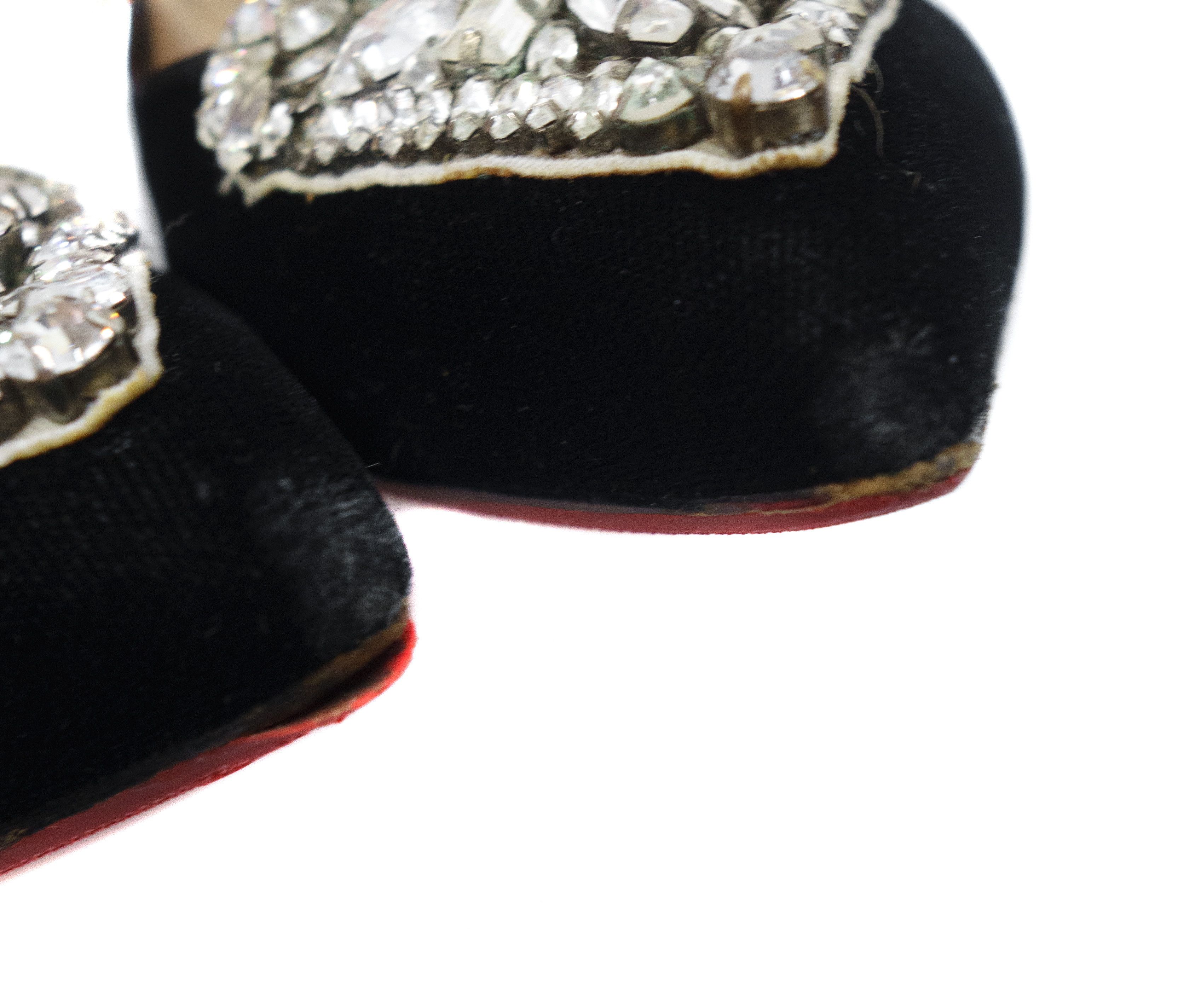 Christian Louboutin Сristacora Crystal Heart Embellishment Velvet Flats Size US 6 / IT 36 - 11 Thumbnail