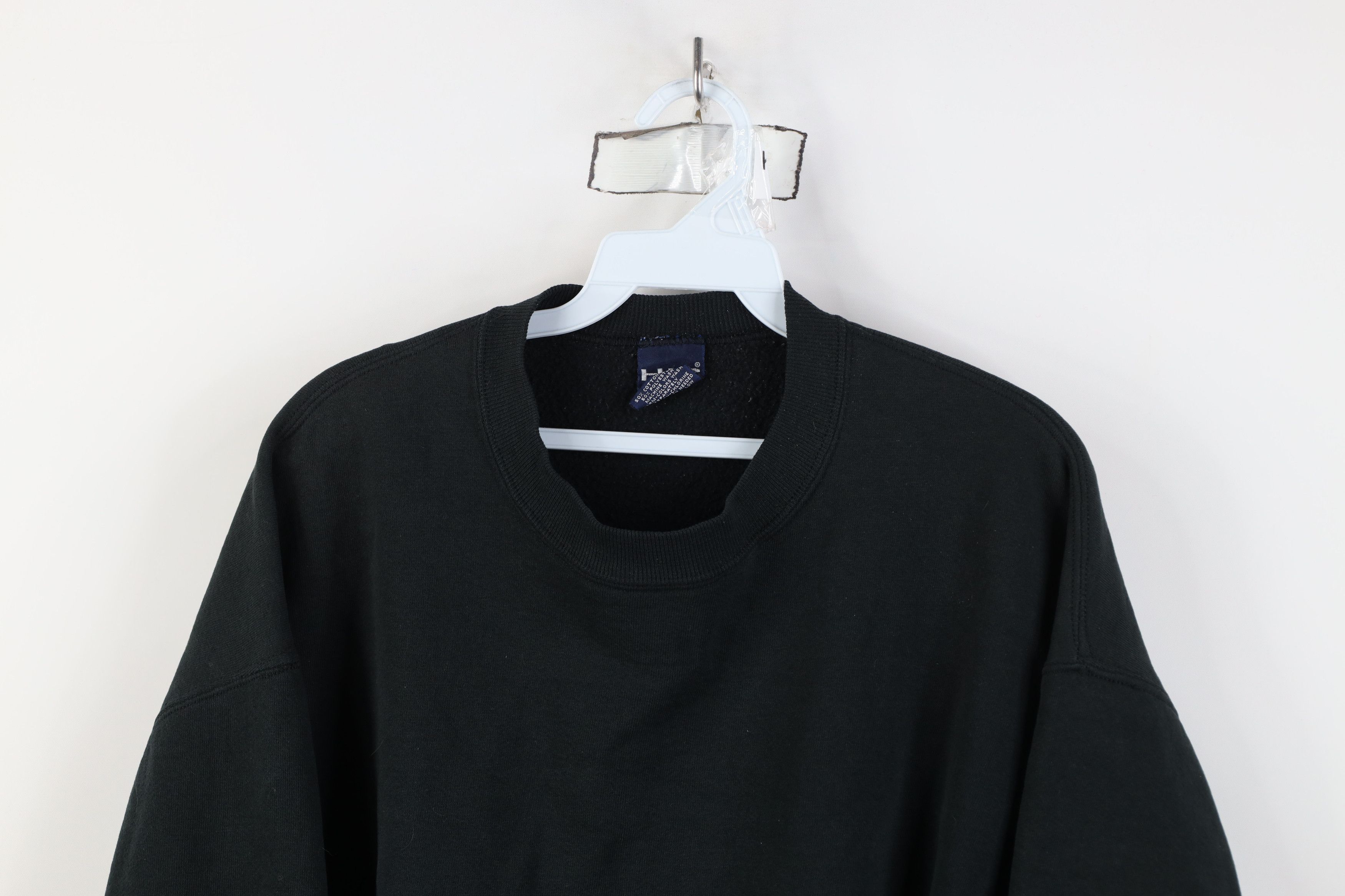 Vintage Vintage 90s Streetwear Blank Crewneck Sweatshirt Black USA Size US XL / EU 56 / 4 - 2 Thumbnail