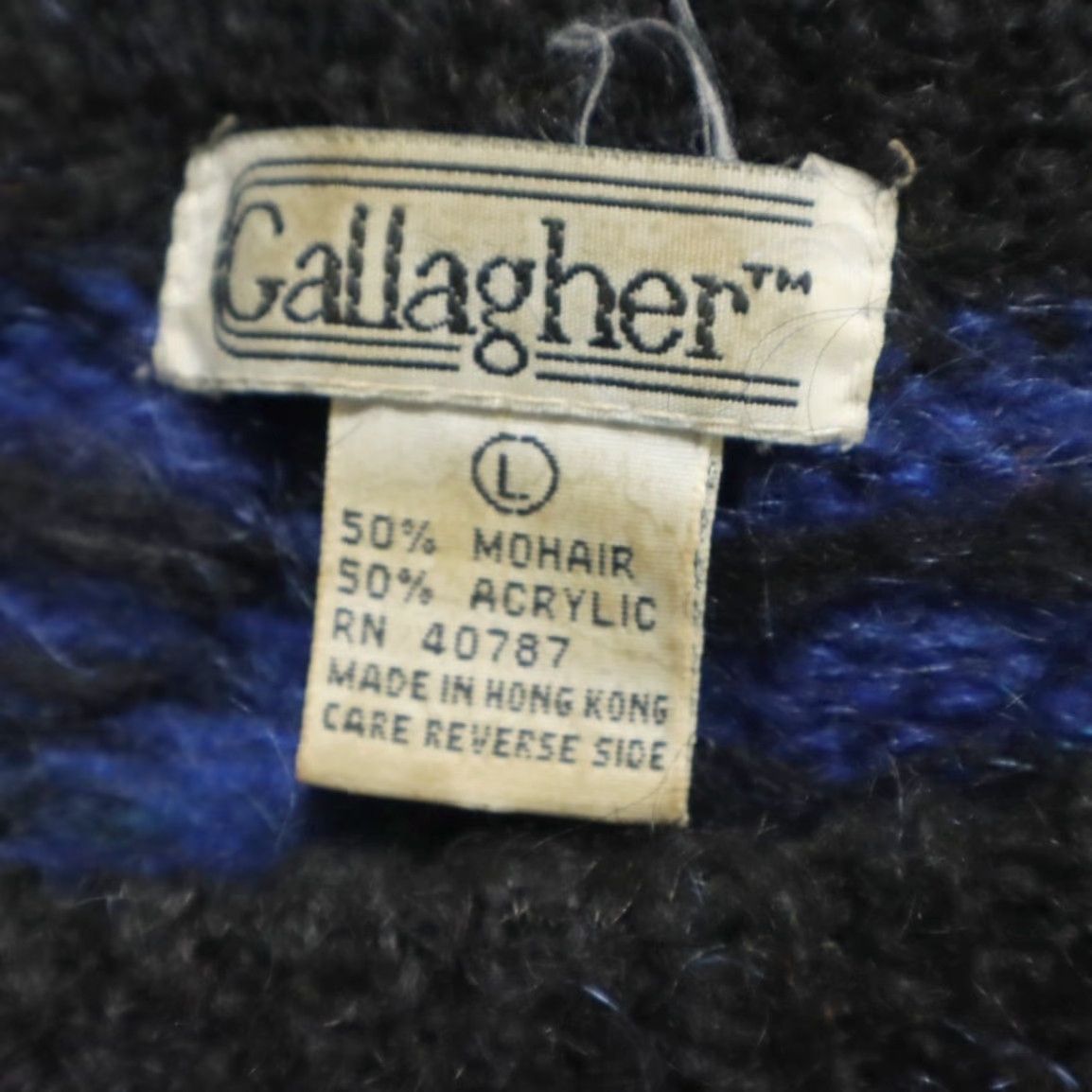 Vintage VTG Gallagher Geometric Mohair Crewneck Striped Long Sleeve Blue Women's L Shirt Size L / US 10 / IT 46 - 5 Thumbnail