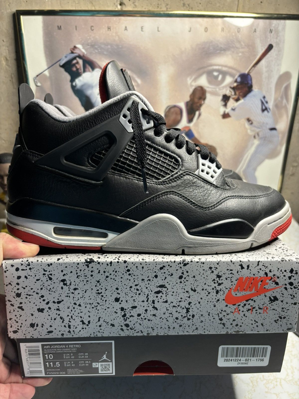 Jordan Brand Air Jordan 4 Retro Bred 2024 Size US 10 / EU 43 - 1 Thumbnail