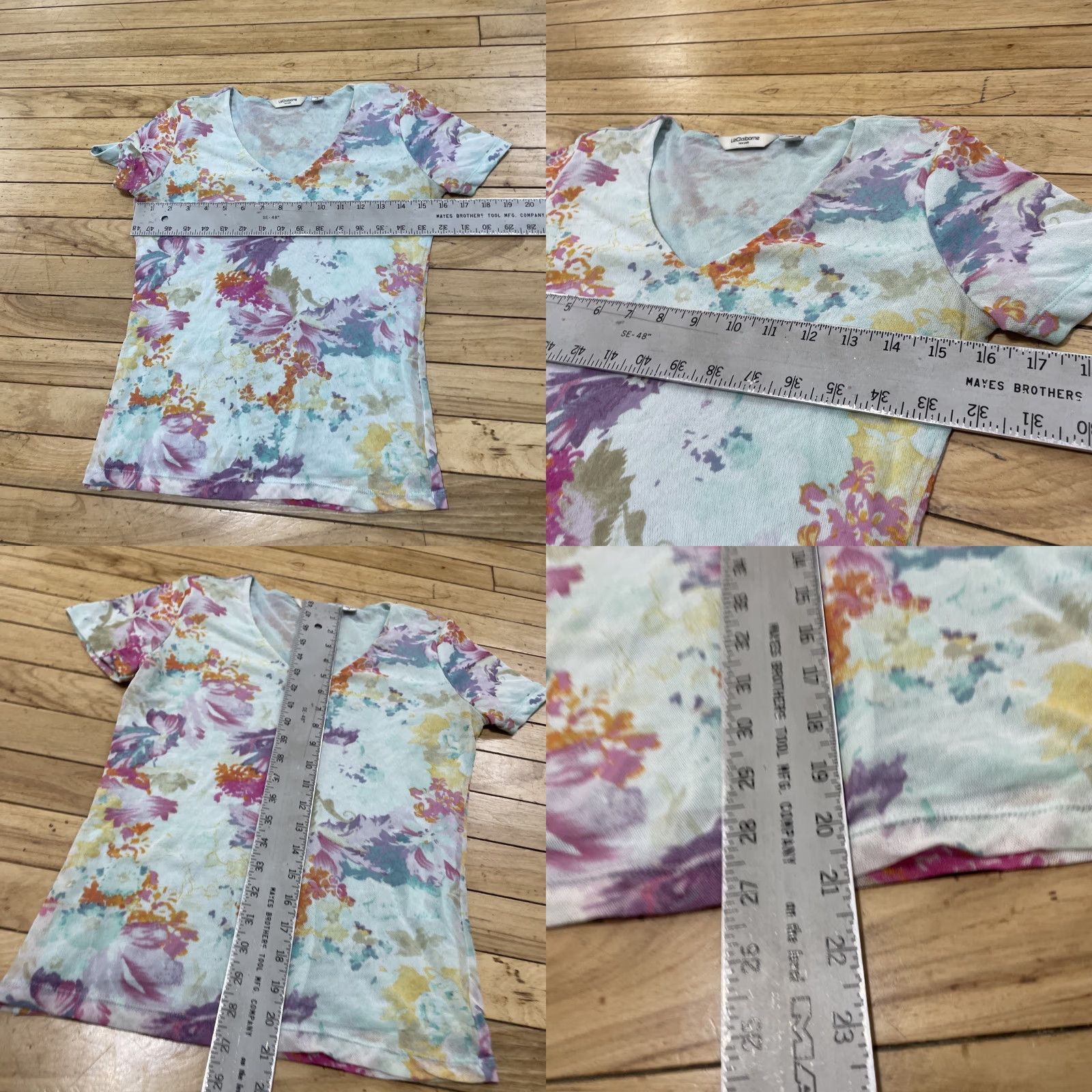 Liz Claiborne Liz Claiborne Hippie Floral Top Woman Petite S Blue Floral Stretch Layered Lined Shirt Womens Size S / US 4 / IT 40 - 8 Thumbnail