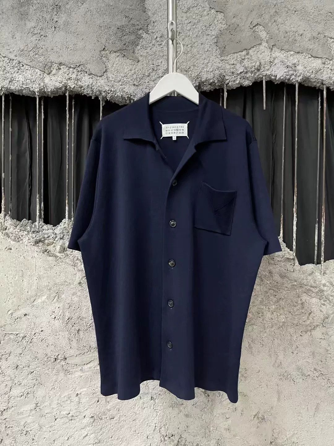 Maison Margiela Maison Margiela Dark Blue Wool Pocket Shirt Size US M / EU 48-50 / 2 - 1 Thumbnail
