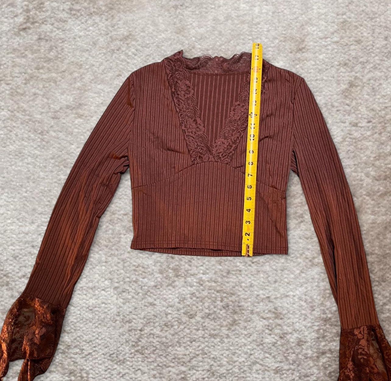Shein Brown long sleeve top with lace sleeves Size M / US 6-8 / IT 42-44 - 2 Thumbnail