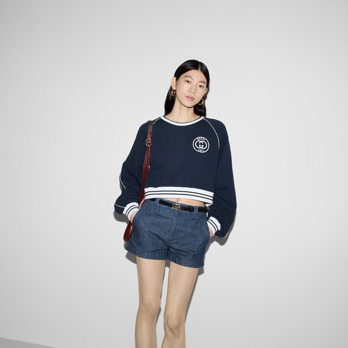 oc11z0126 Cotton Jersey Sweatshirt With Embroidery Blue