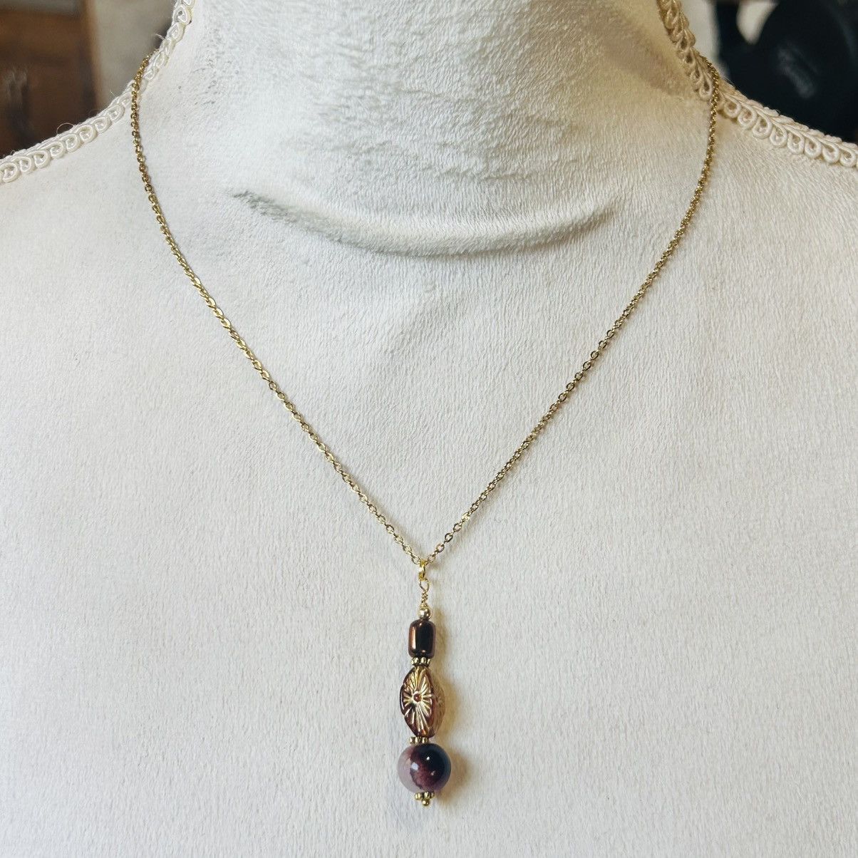 Handmade Handcrafted elegant art glass beaded pendant necklace Size ONE SIZE - 3 Thumbnail
