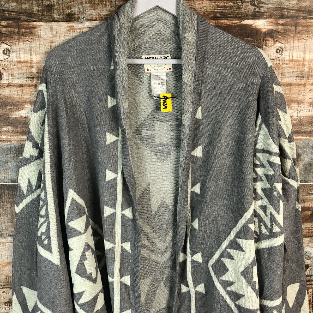 Japanese Brand Anti Ballistic navajo art Grey Cardigan Knitwear #A1839 Size US M / EU 48-50 / 2 - 5 Thumbnail
