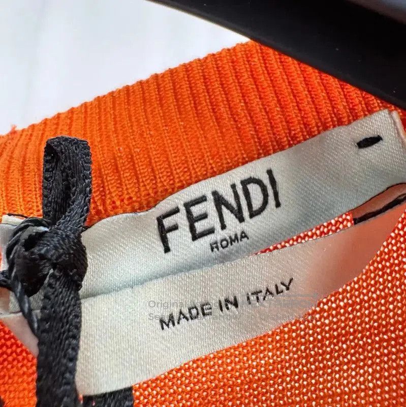 Fendi Fendi Summer Orange Embroidered Knit T-shirt . Size M / US 6-8 / IT 42-44 - 6 Thumbnail