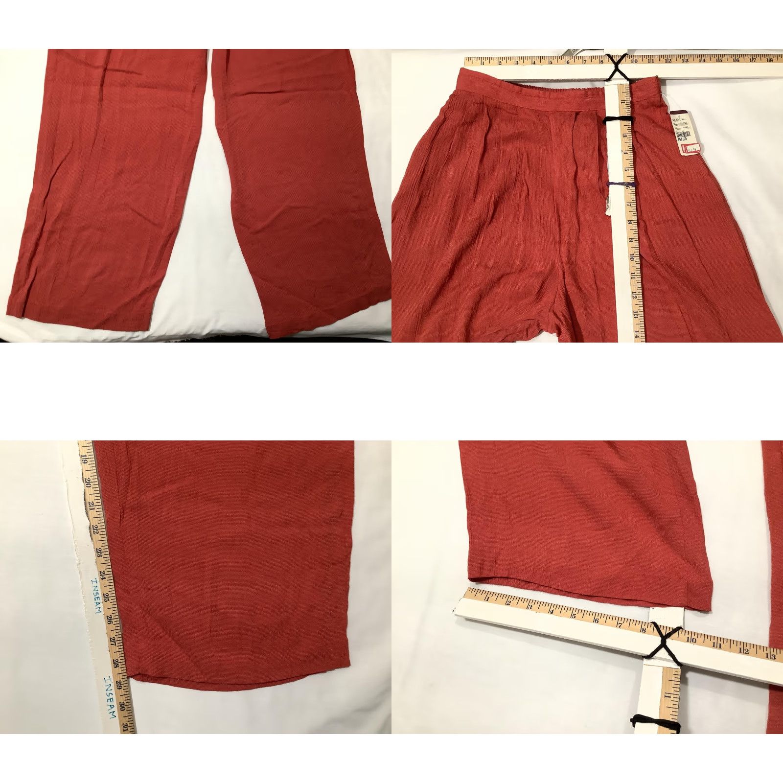 Vintage Carole Little Pants Womens 6 Orange Linen Wide-Leg Pull On Pleated Casual Summer Relaxed Size 28" / US 6 / IT 42 - 9 Thumbnail