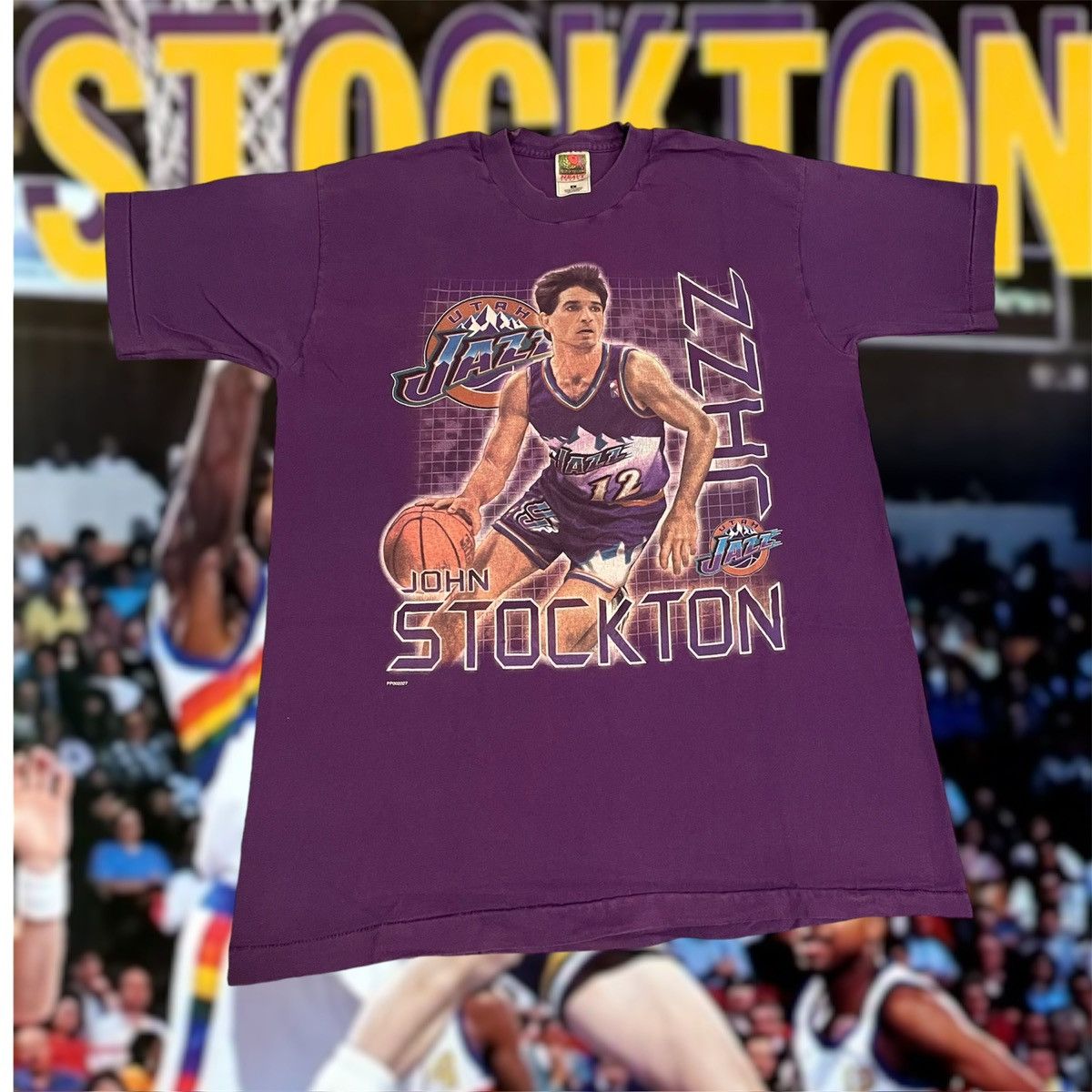 NBA × Pro Player × Vintage Vintage 90s NBA John Stockton Utah Jazz Basketball Tee Size US L / EU 52-54 / 3 - 1 Thumbnail