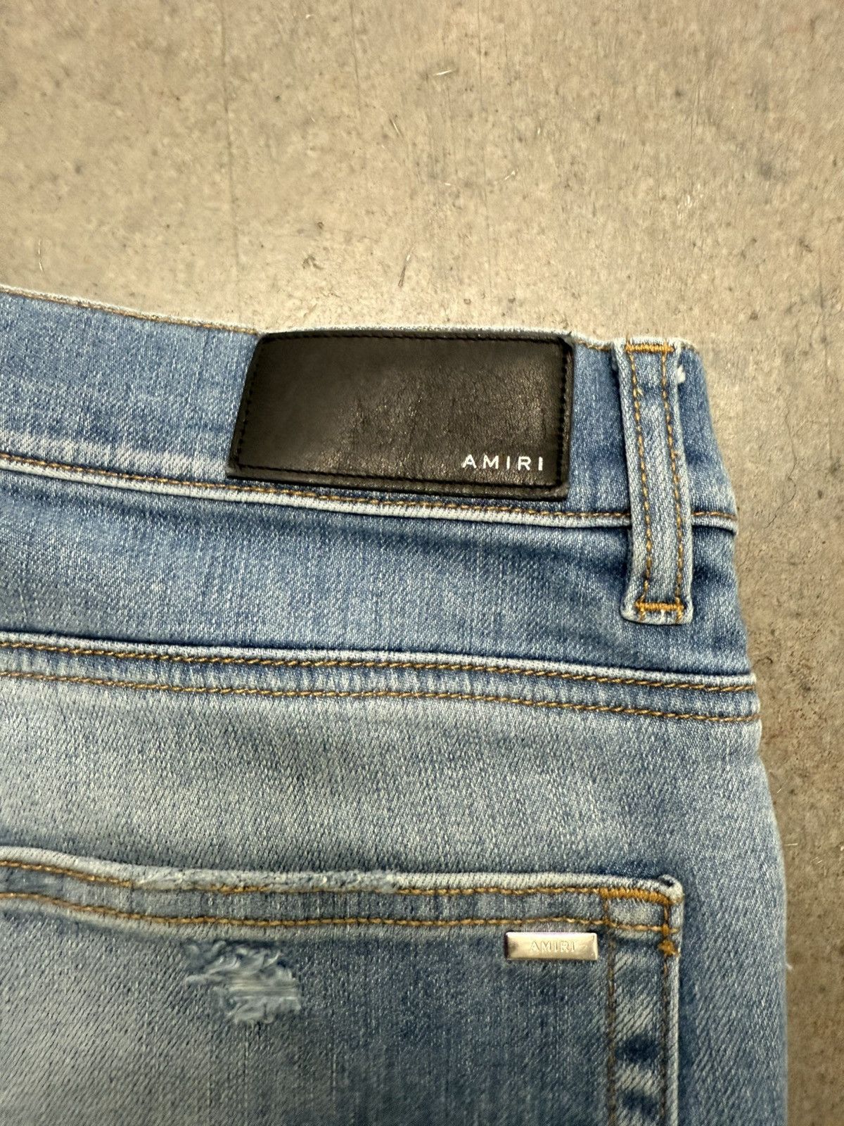 Amiri MX1 SKINNY JEANS CAMO PATCH JEANS LIGHT BLUE Size US 34 / EU 50 - 3 Thumbnail
