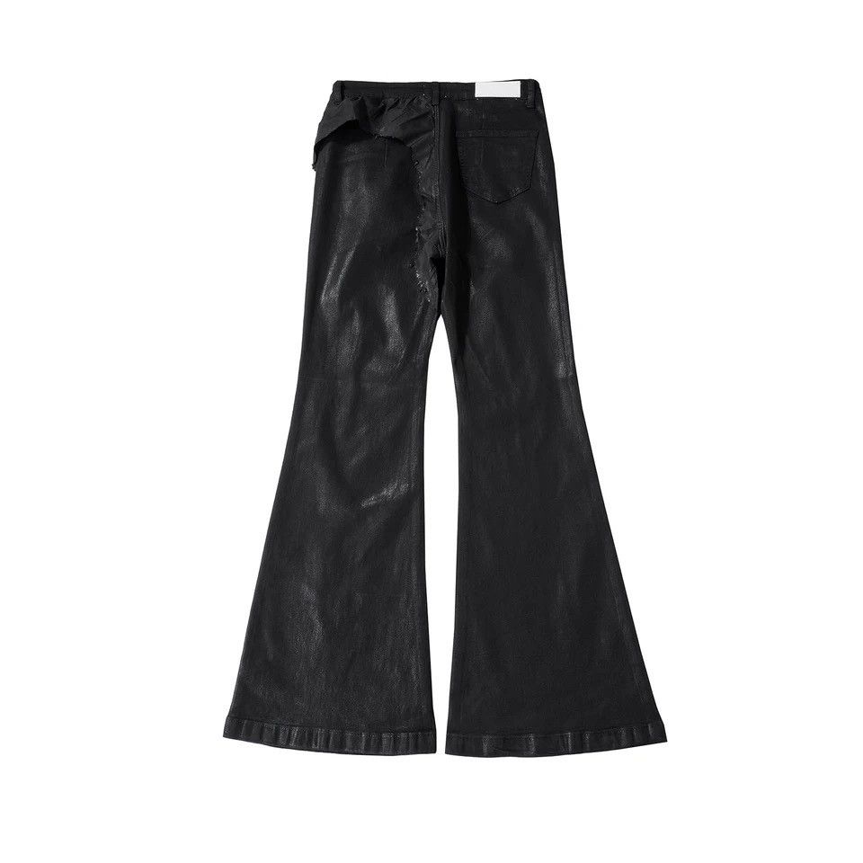Japanese Brand Streetwear Wax Leather Stretch Hombre Baggy Flare Pants Size US 34 / EU 50 - 4 Thumbnail
