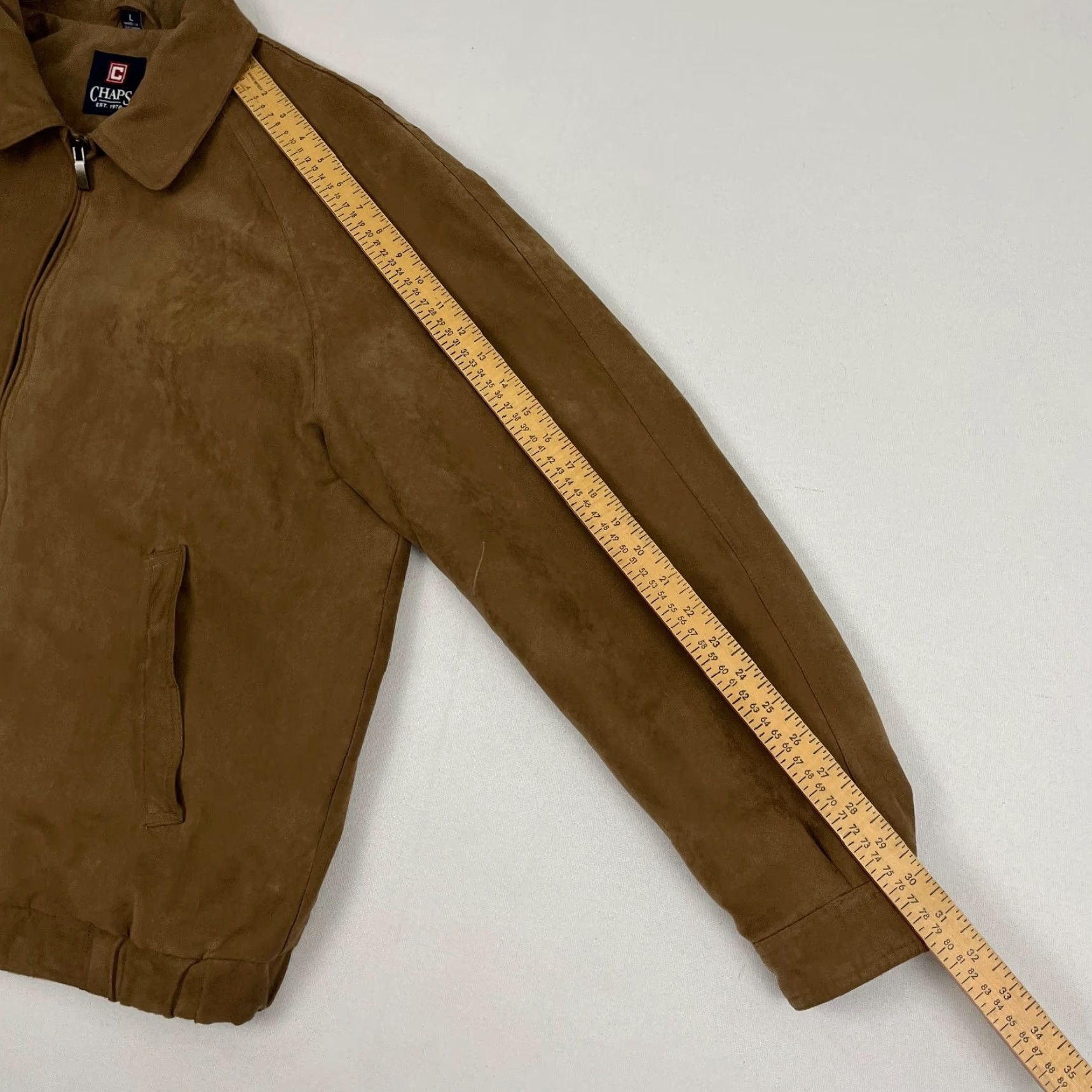 Chaps Chaps Jacket Mens L Brown Faux Suede Quilt Lined Grandpa Classic Bomber Full Zip Jacket Size US L / EU 52-54 / 3 - 6 Thumbnail