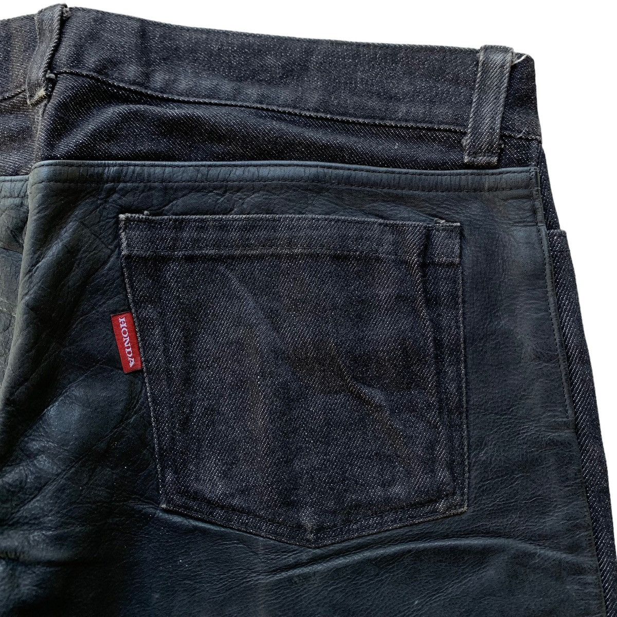 Japanese Brand 1990s - Shinichiro Arakawa Mix Leather Biker Denim Size US 32 / EU 48 - 4 Thumbnail