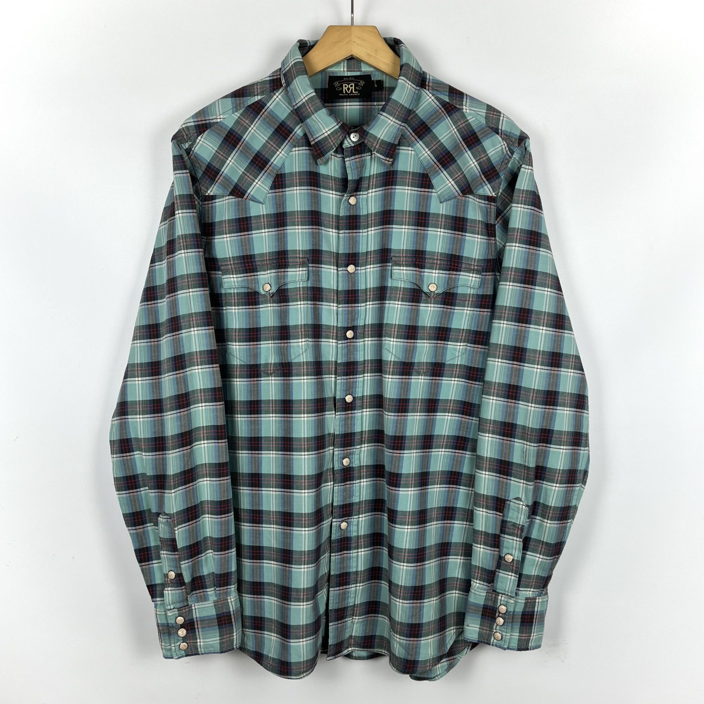 RRL Ralph Lauren RRL Ralph Lauren Western Checkered Long Sleeve Shirt Size US XL / EU 56 / 4 - 1 Thumbnail