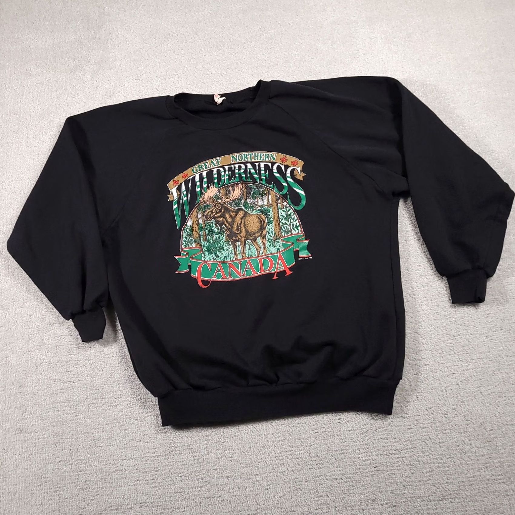 Greats VINTAGE 90s Streetwear Sweatshirt Mens XL Black Great Northern Wilderness Canada Sweatshirt Pullover Crew Neck Fleece Graphic Print Size US XL / EU 56 / 4 - 2 Thumbnail
