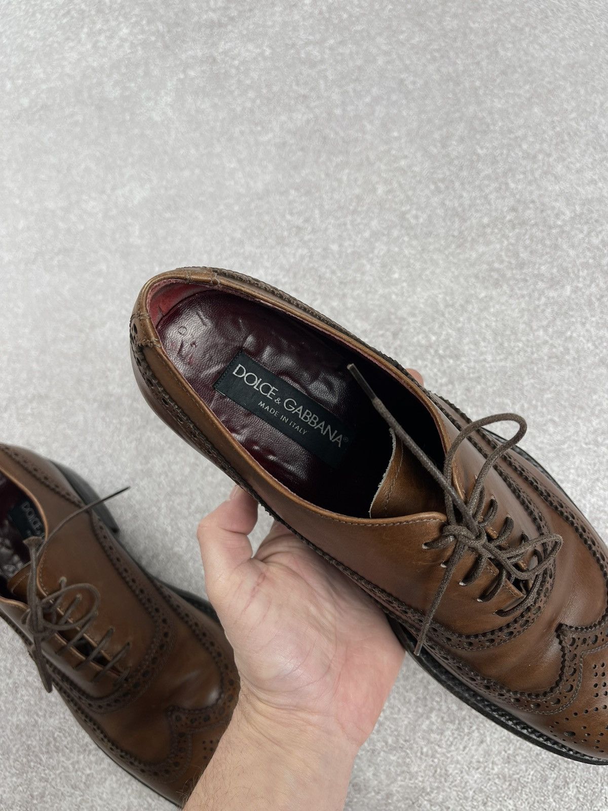 Dolce & Gabbana Dolce & Gabbana Vintage Leather Brogue Derby Men’s Shoes Size US 9 / EU 42 - 12 Thumbnail
